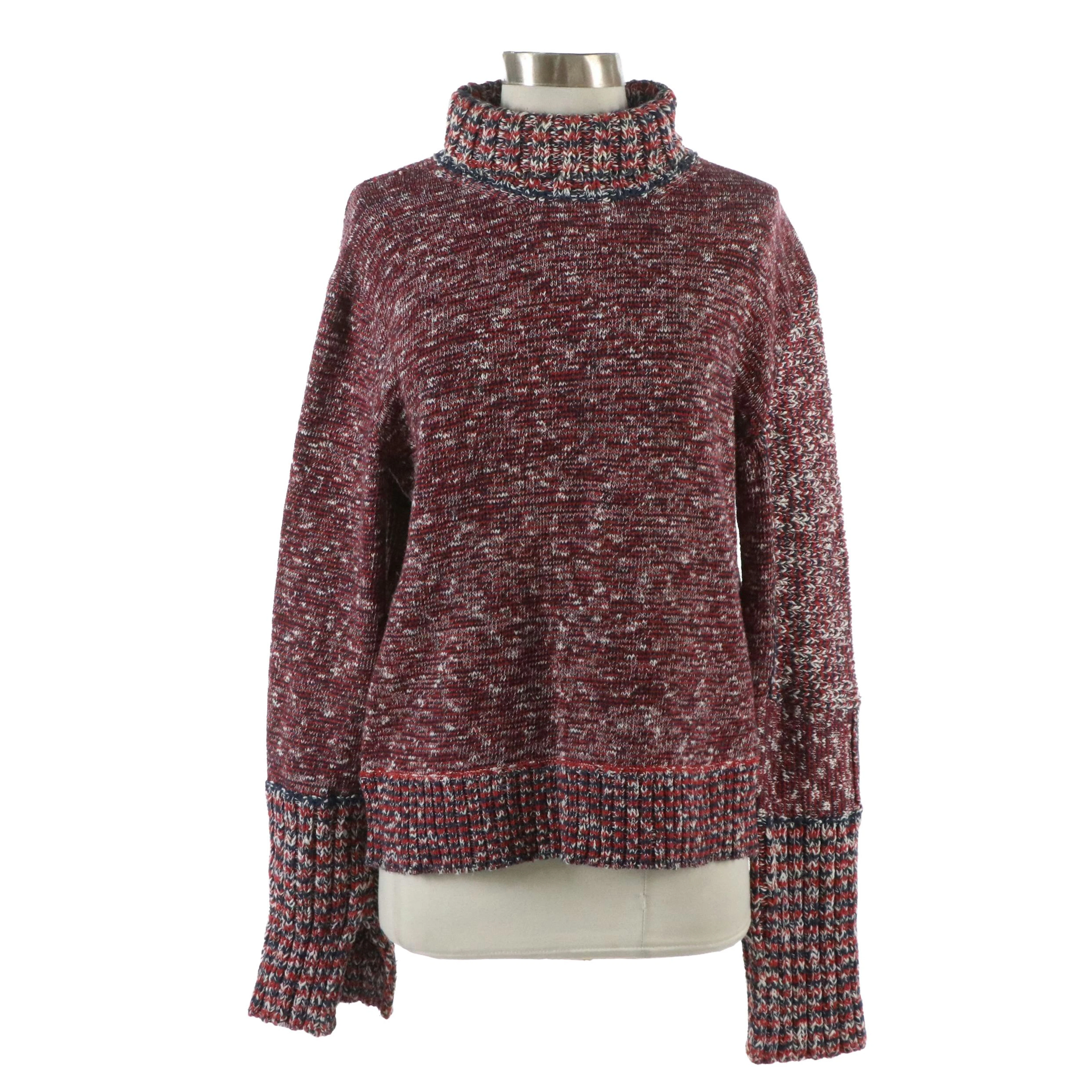 Céline Knit Turtleneck Sweater in Red, White & Blue