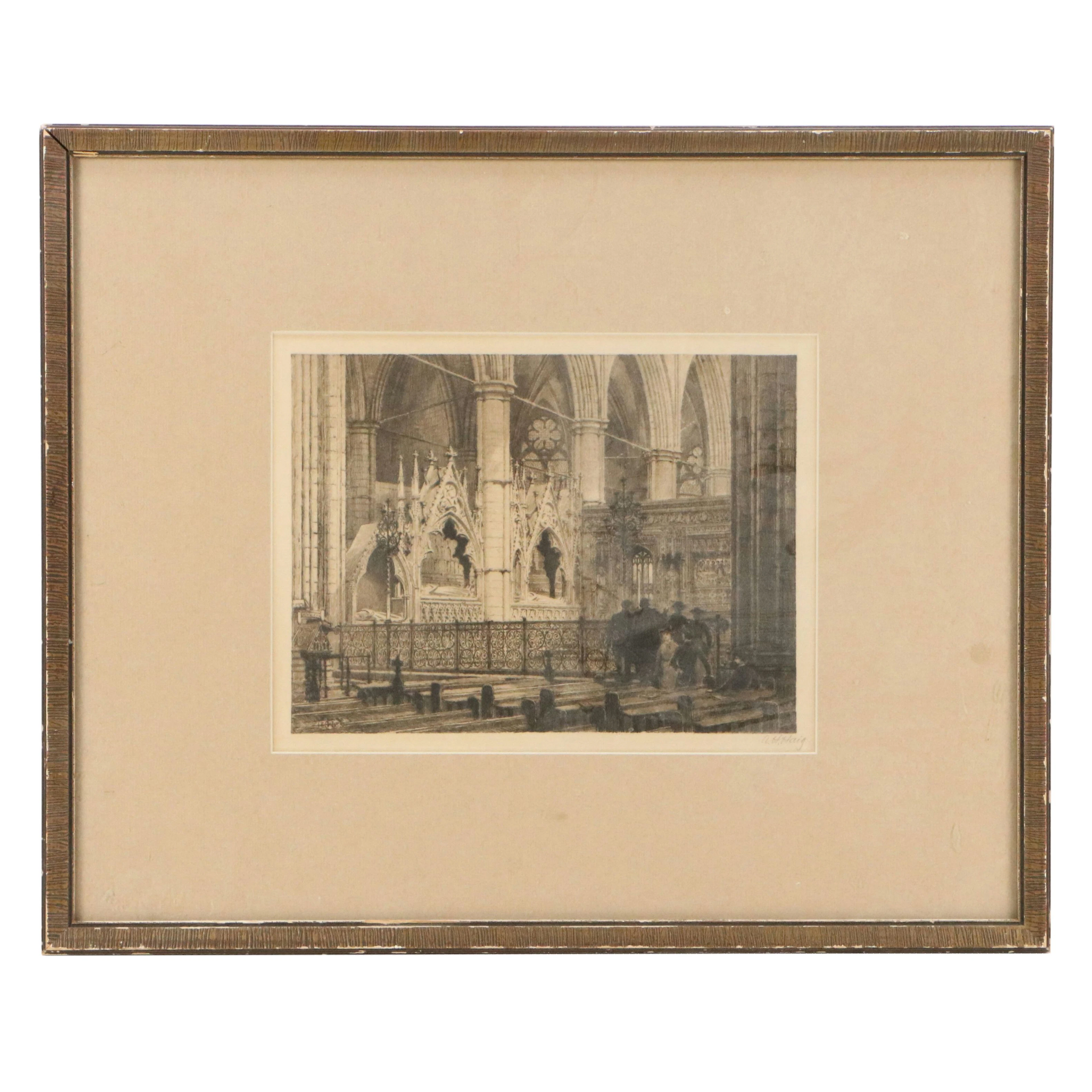 Axel Herman Haig Etching of Westminster Abbey, Late 19th to Early 20th Century