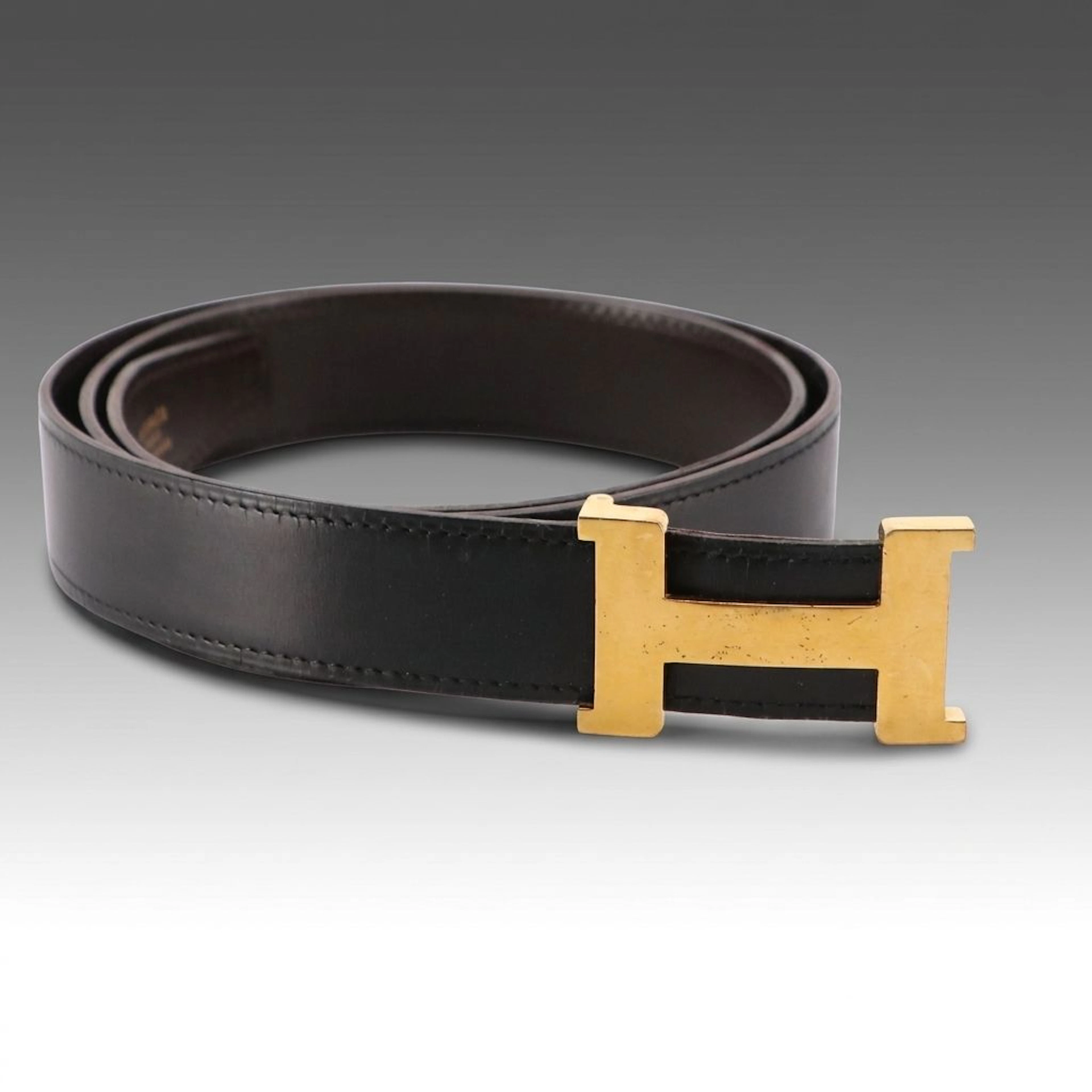 Hermès H Buckle Reversible Belt in Brown and Black Leather