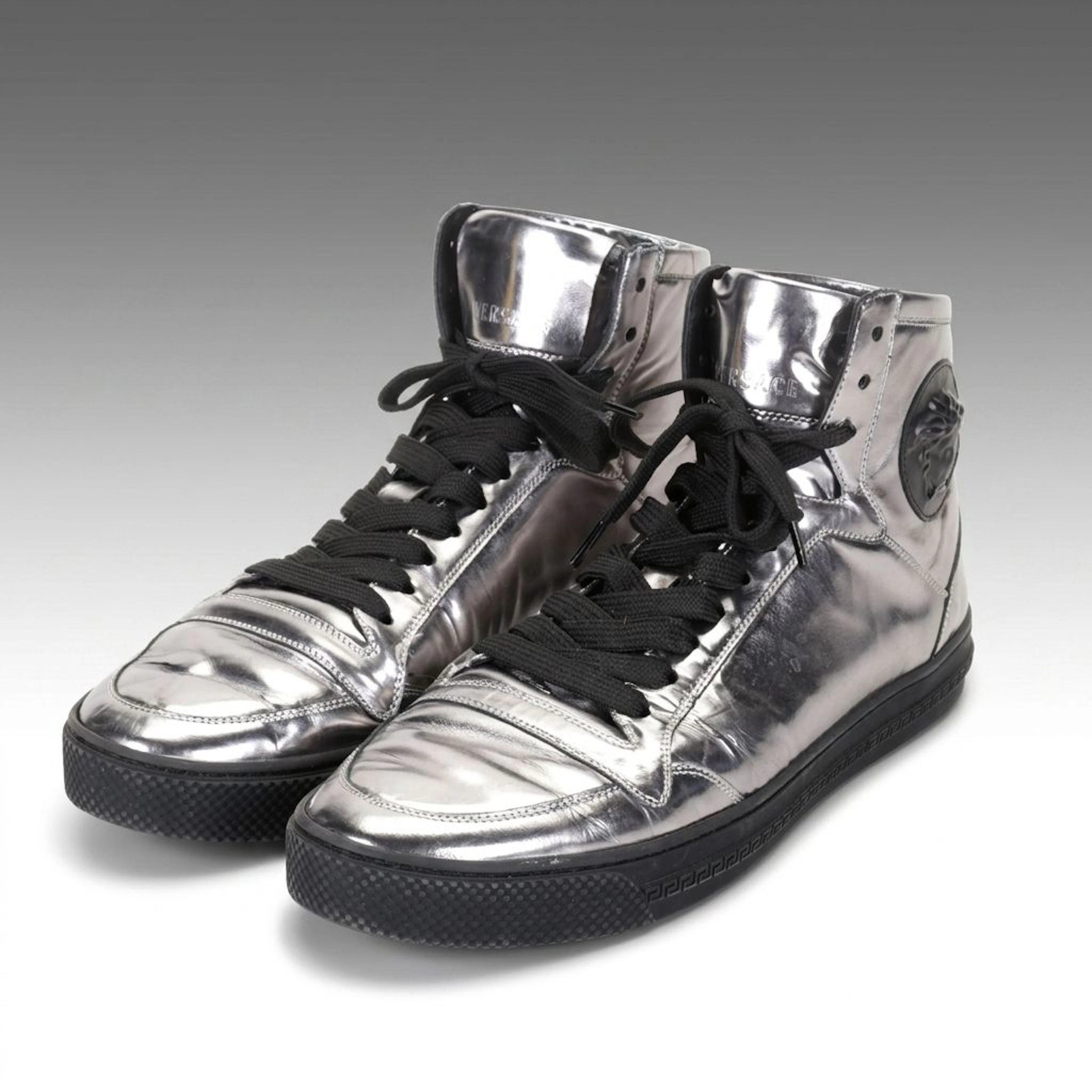 Versace Metallic Leather Medusa High-Top Sneakers