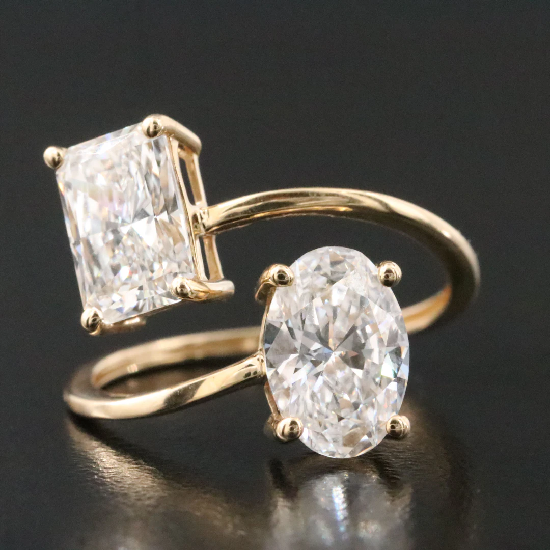 14K 3.18 CTW Lab Grown Diamond Toi et Moi Ring with IGI Reports