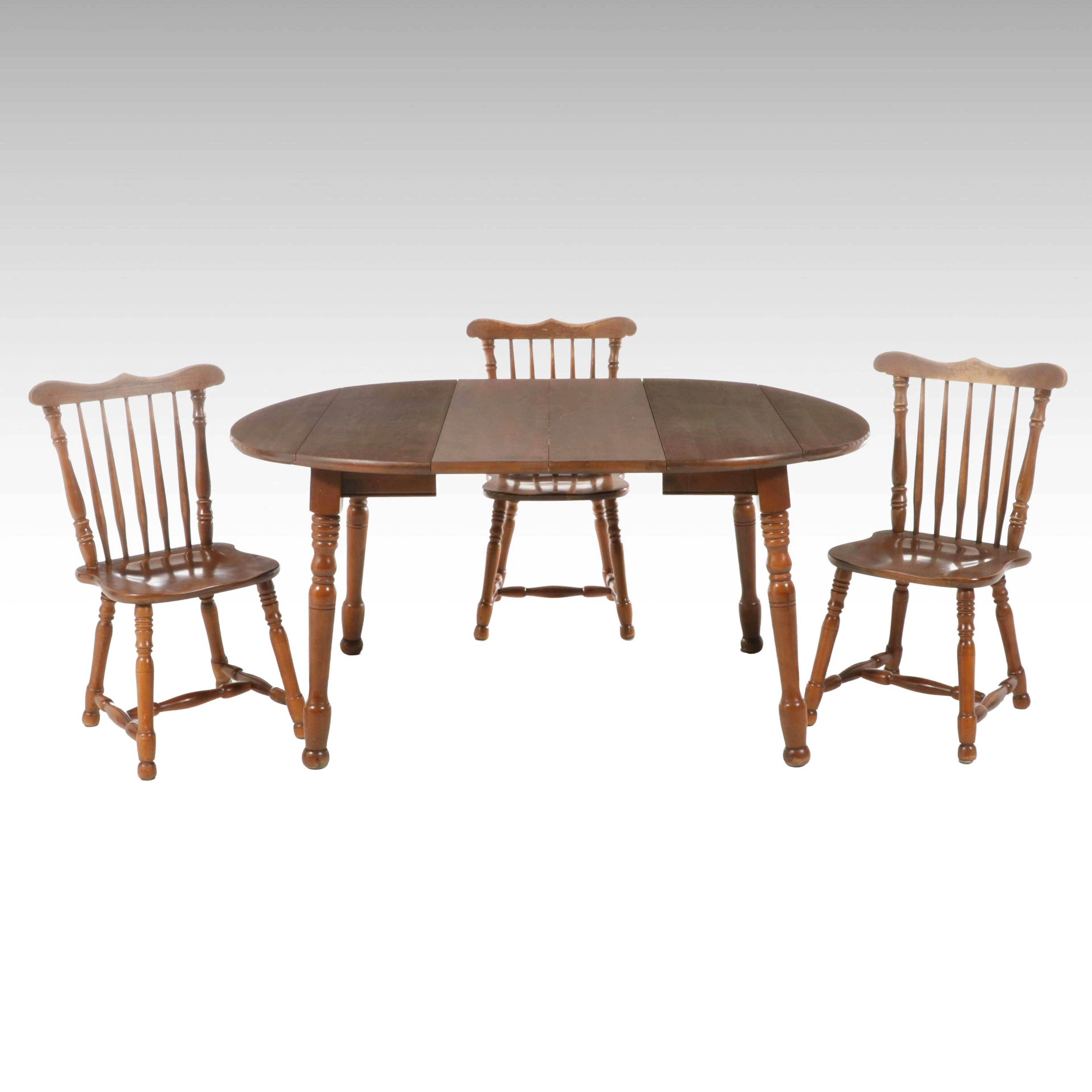 Colonial Revival Maple Drop-Leaf Dining Table and Three Chairs