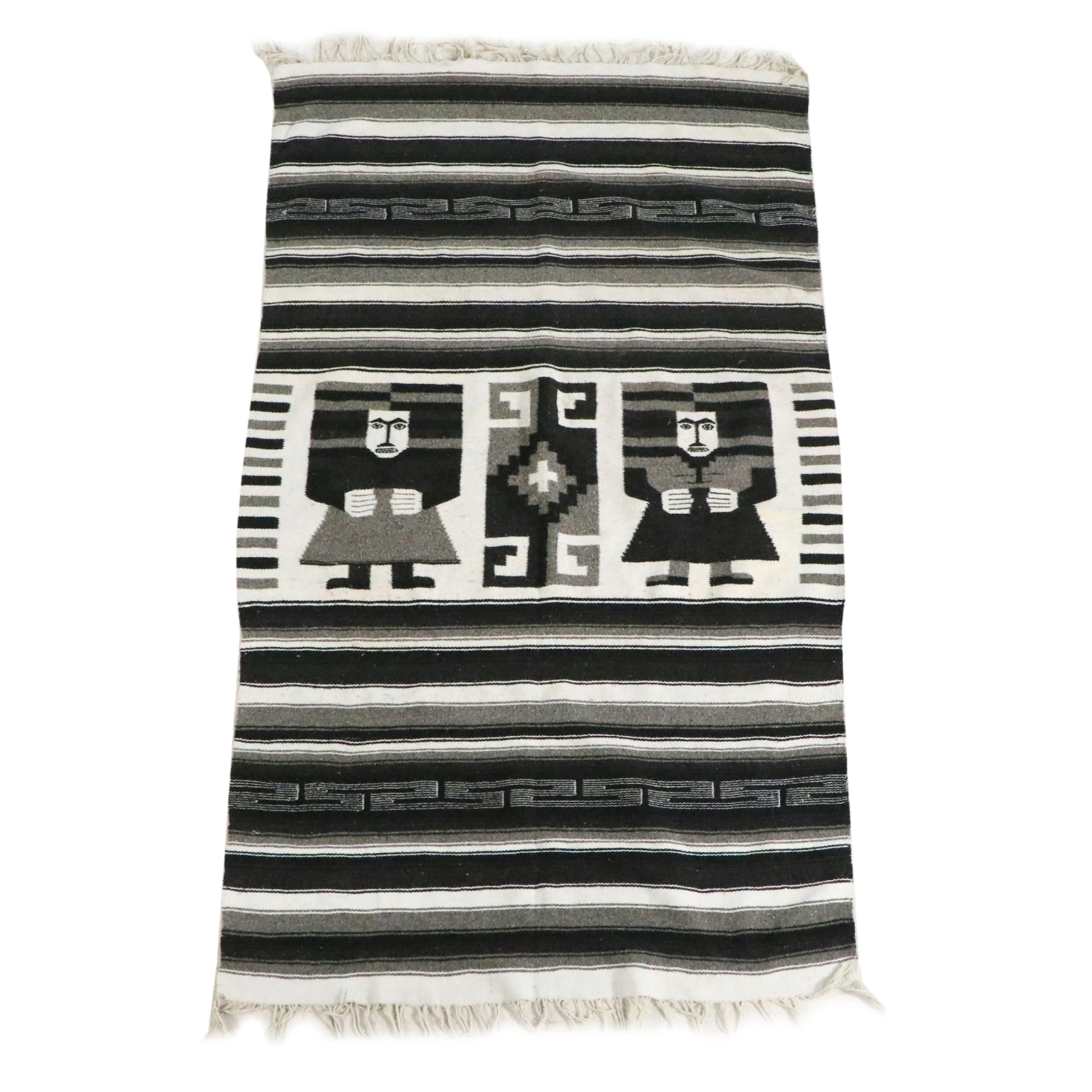 3'11 x 7'3 Handwoven Mexican Zapotec Style Pictorial Area Rug