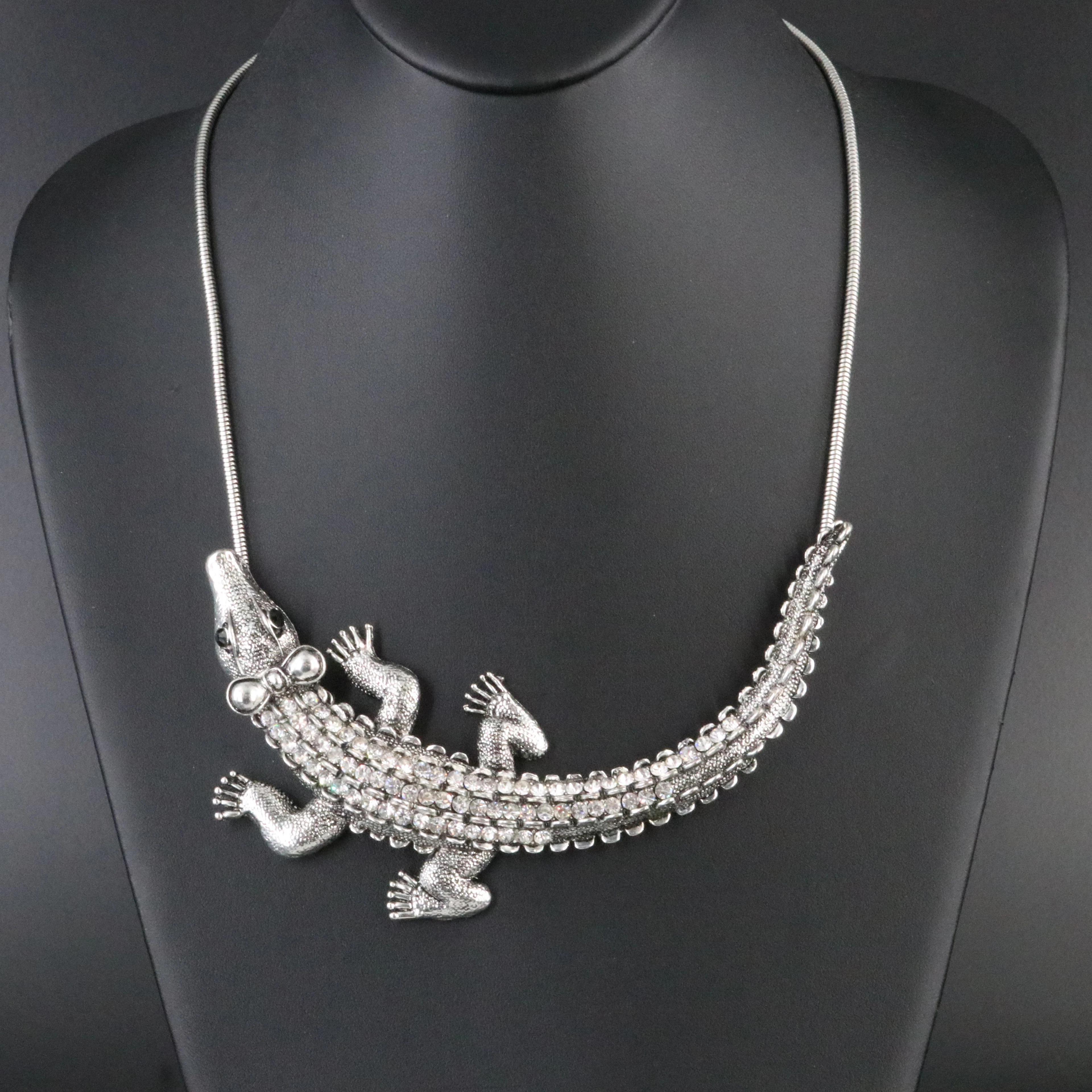 Rhinestone Alligator Necklace