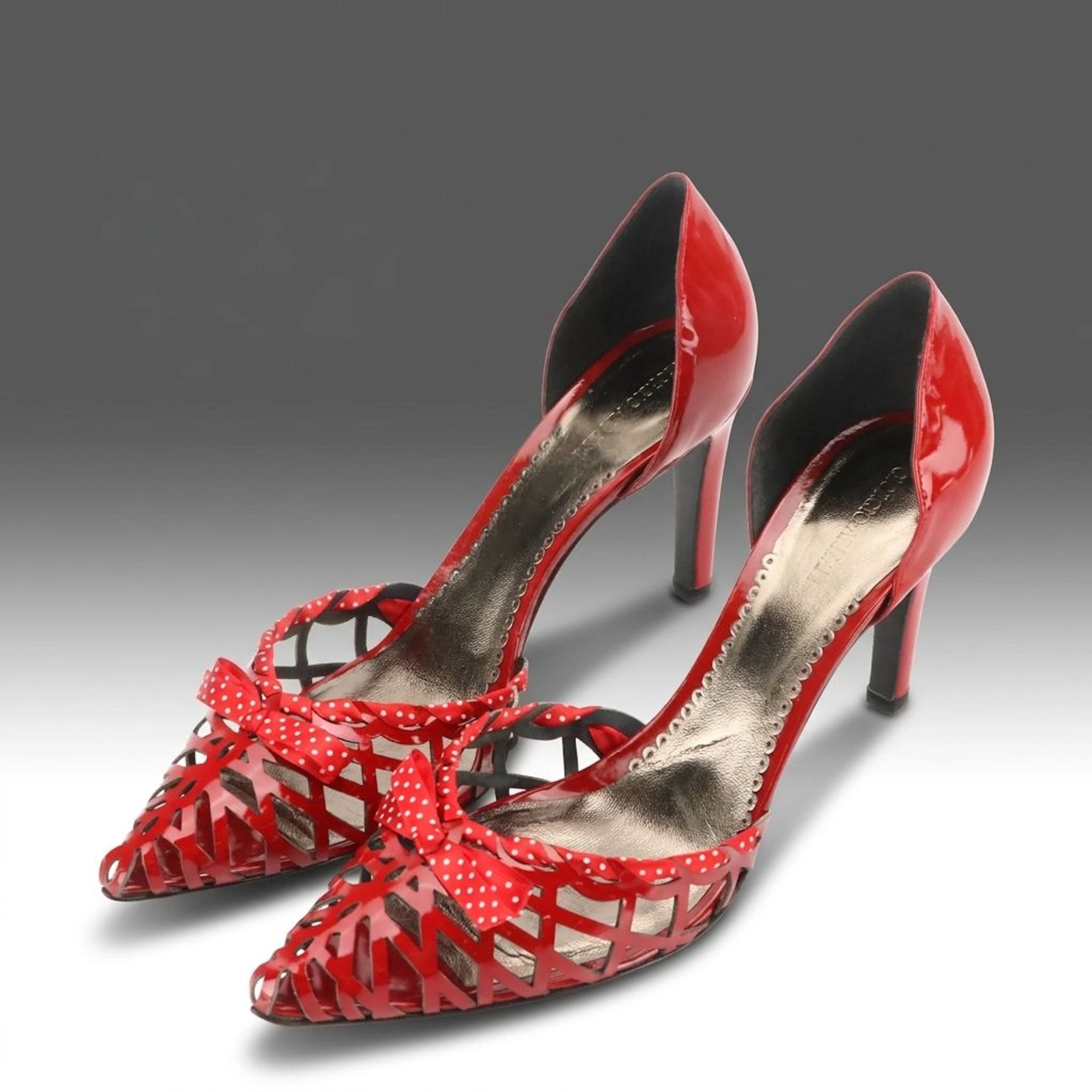 Giorgio Armani D'Orsay Pumps with Laser-Cut Ribbon Trim Vamps