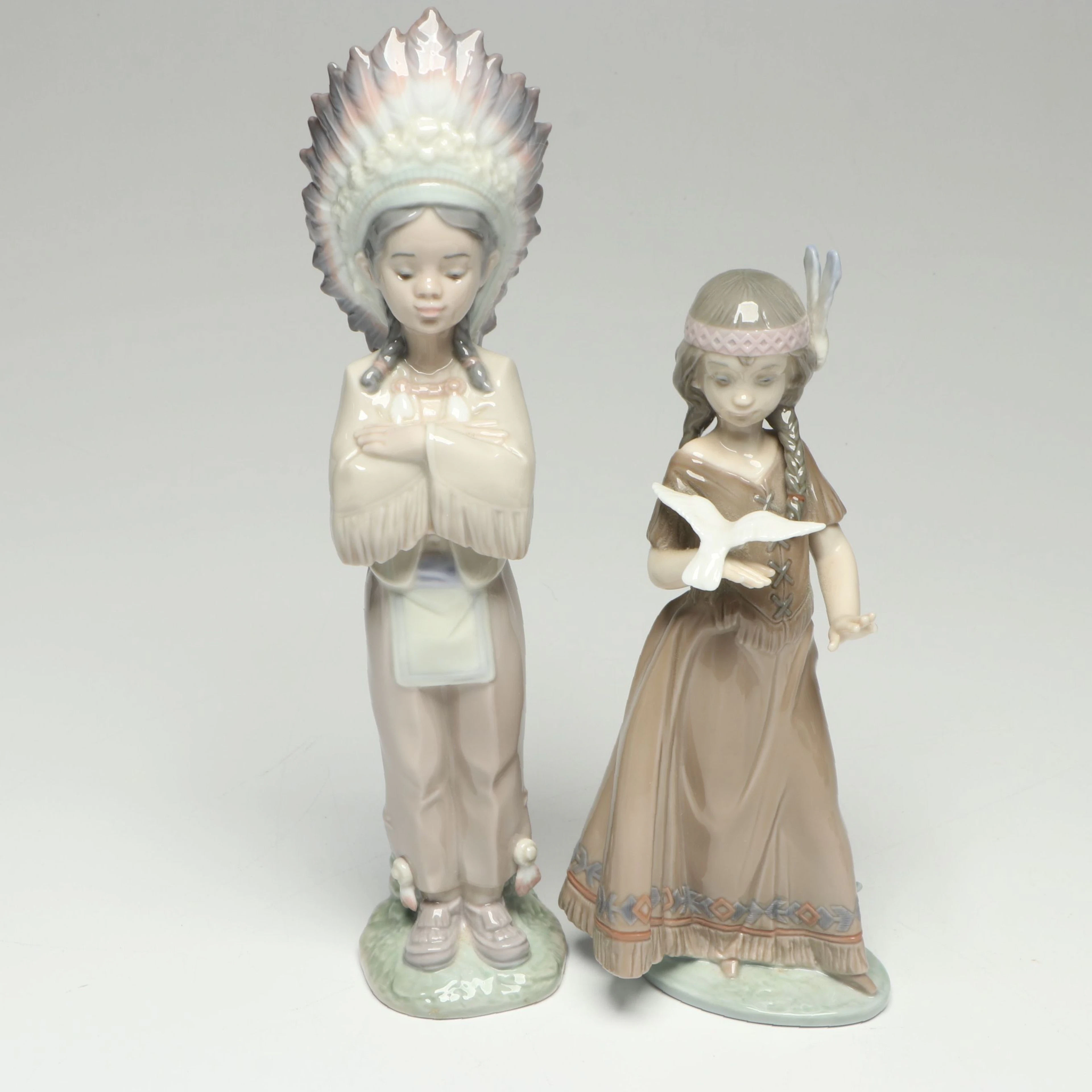 Lladró "American Love" and "American Indian Boy" Porcelain Figurines
