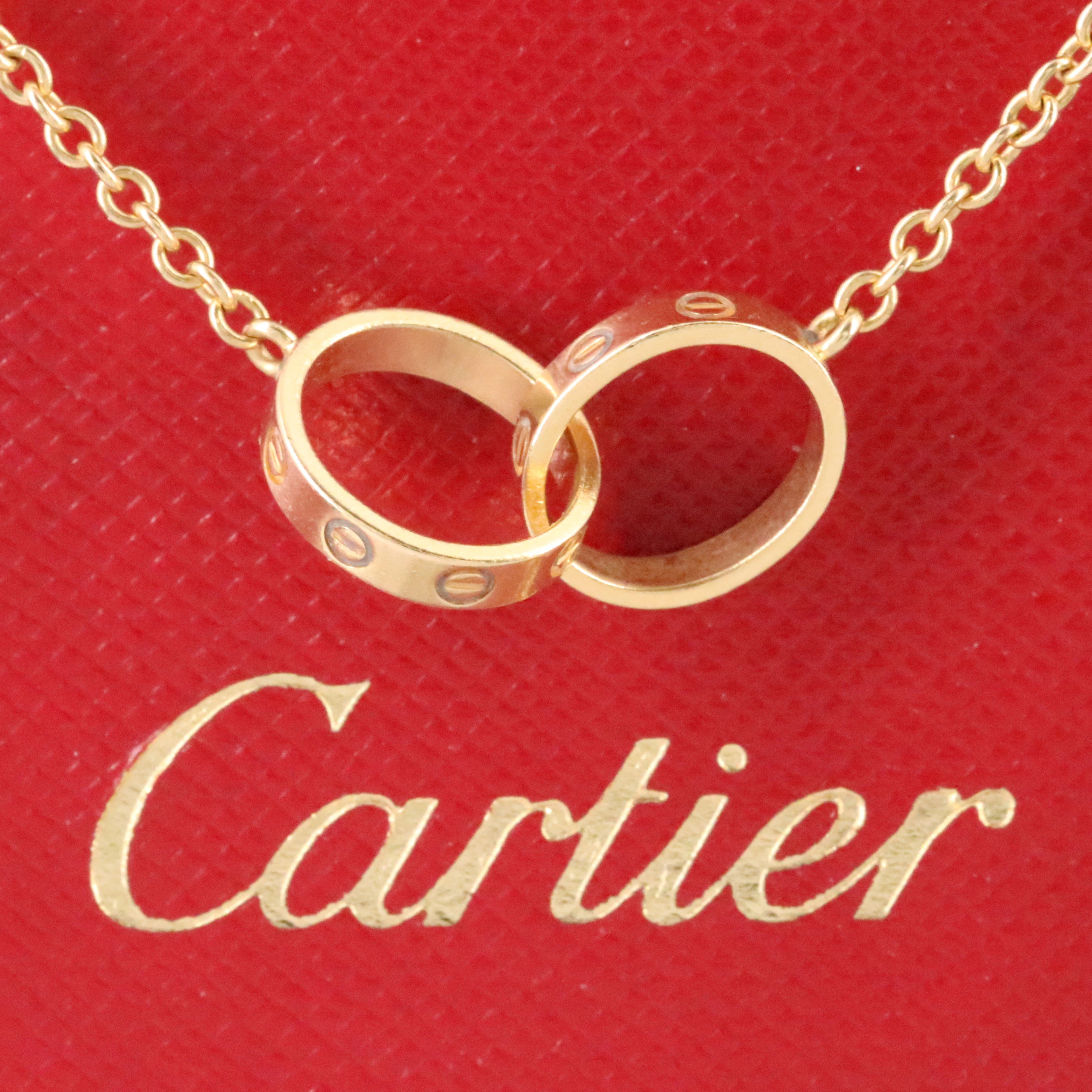 Cartier LOVE 18K Interlocking Circles Necklace with COA
