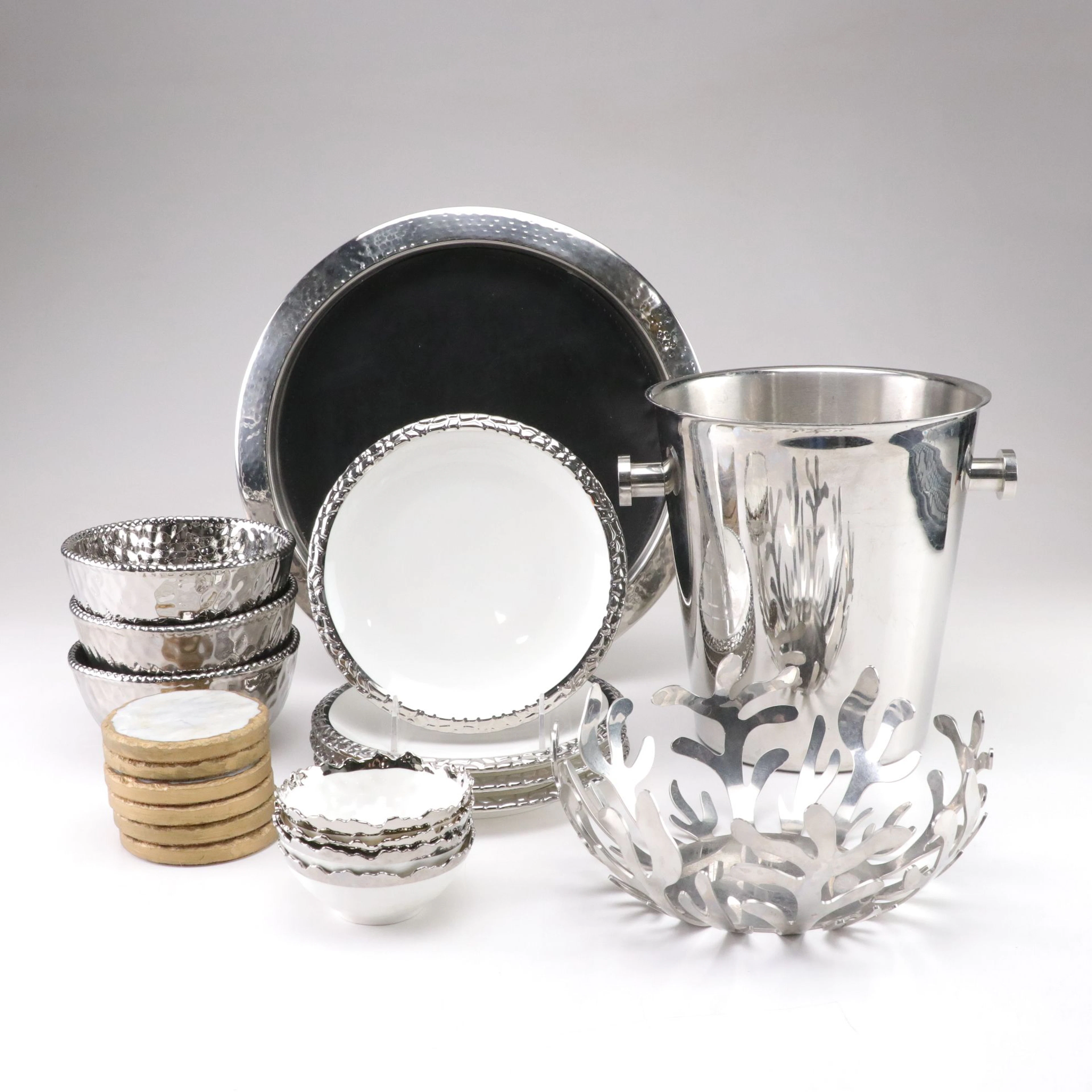 Alessi Mediterraneo Fruit Holder with Godinger "No Slip" Serving Tray and More