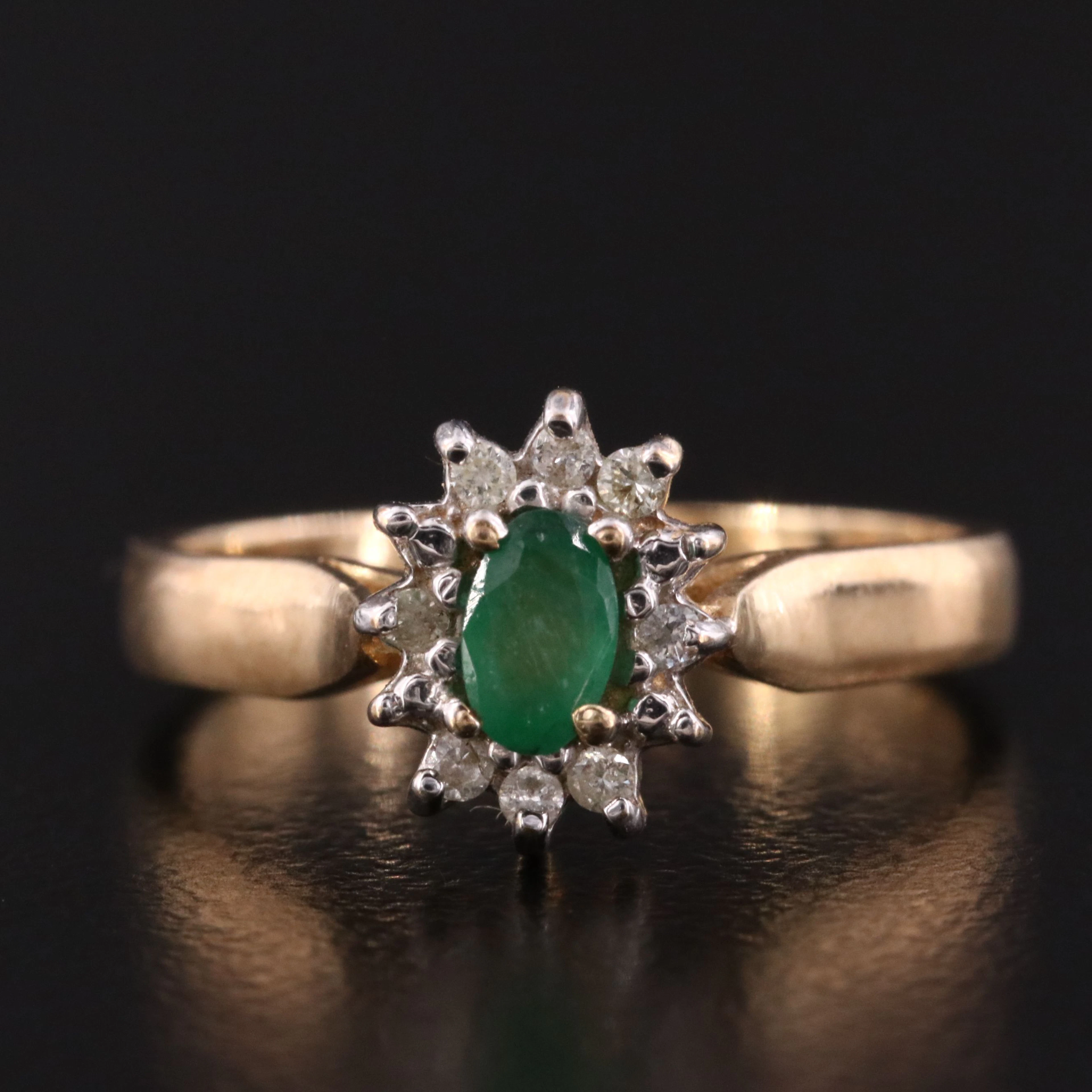 14K Emerald and Diamond Ring