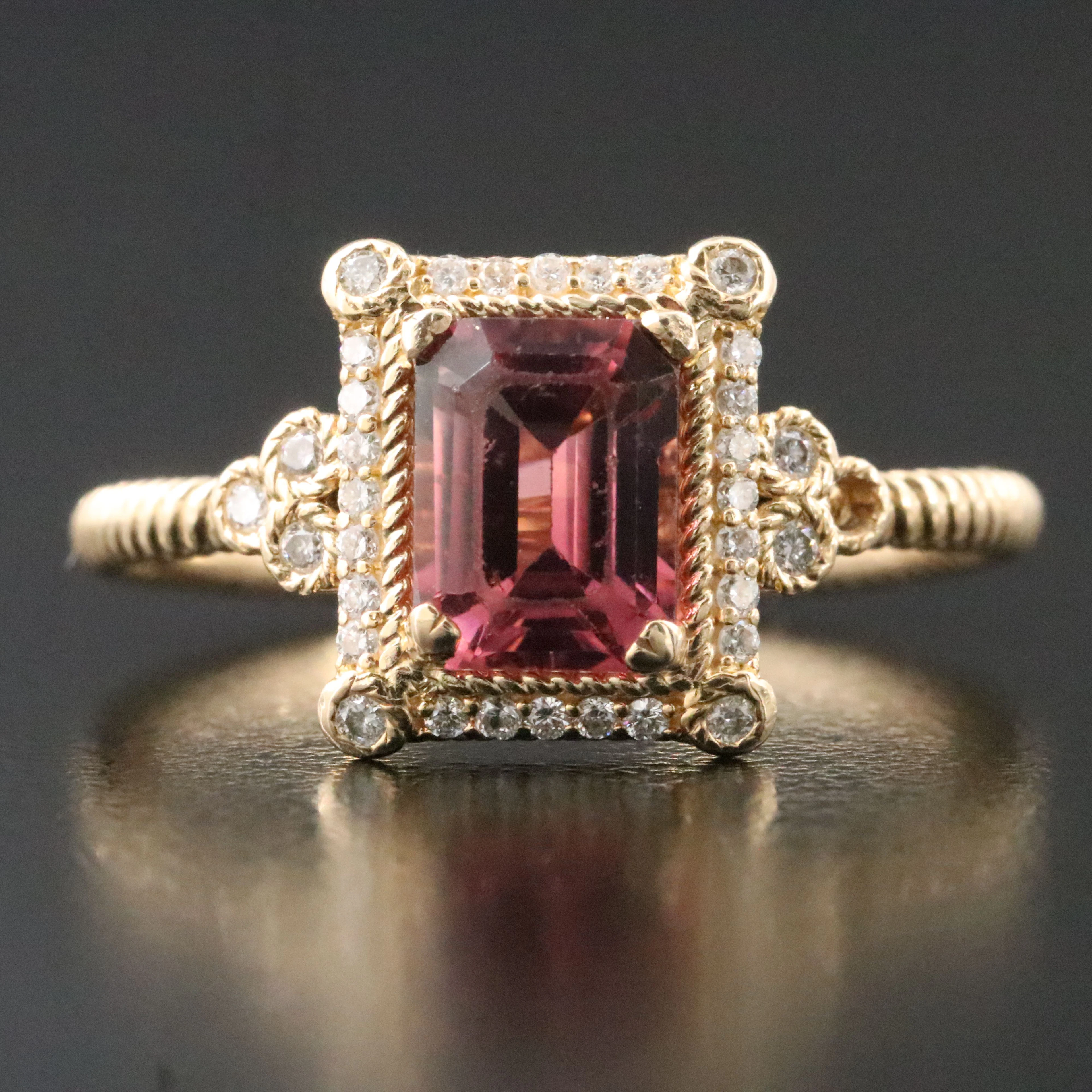 14K Pink Tourmaline and Diamond Ring