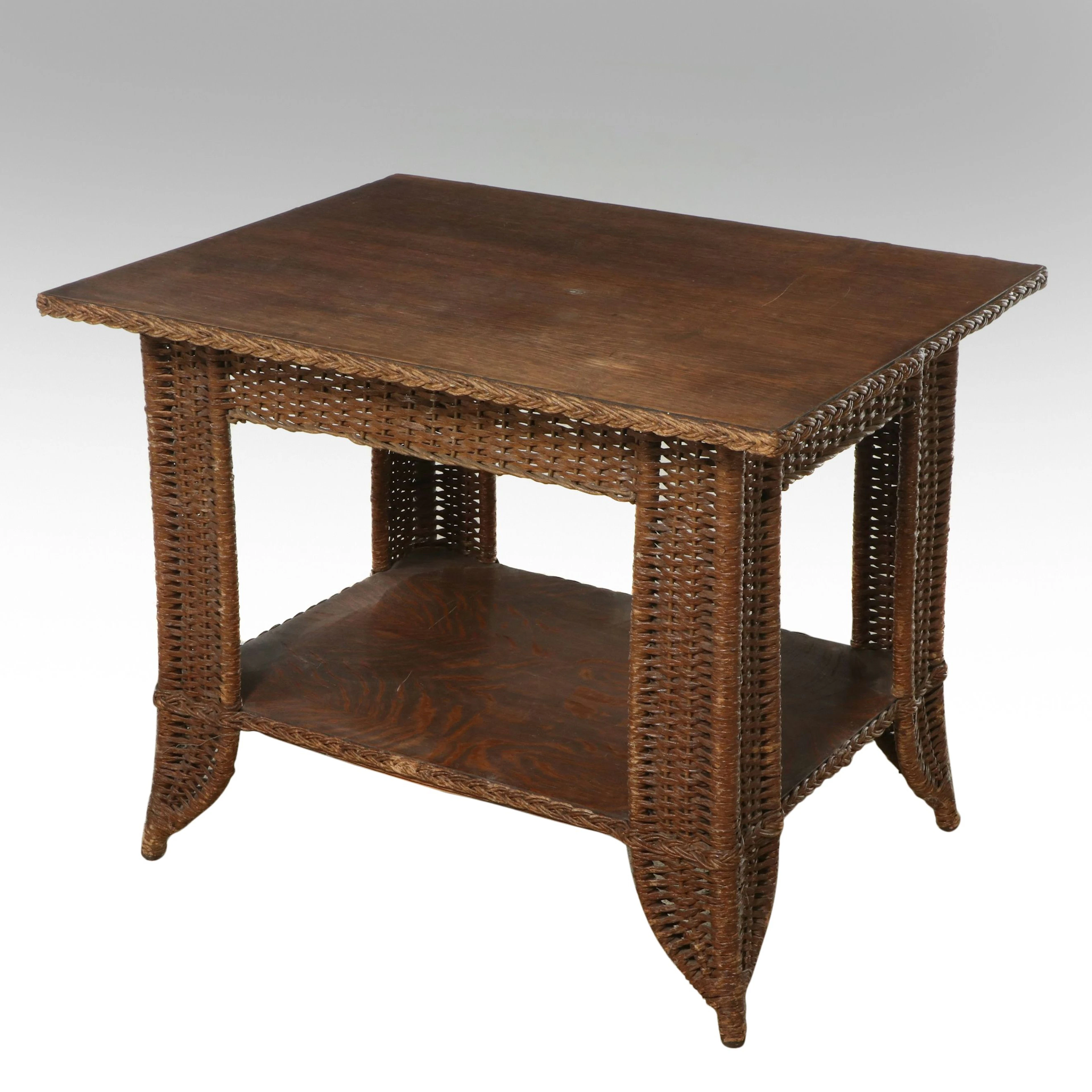 American Chair Company Two-Tiered Wicker Table