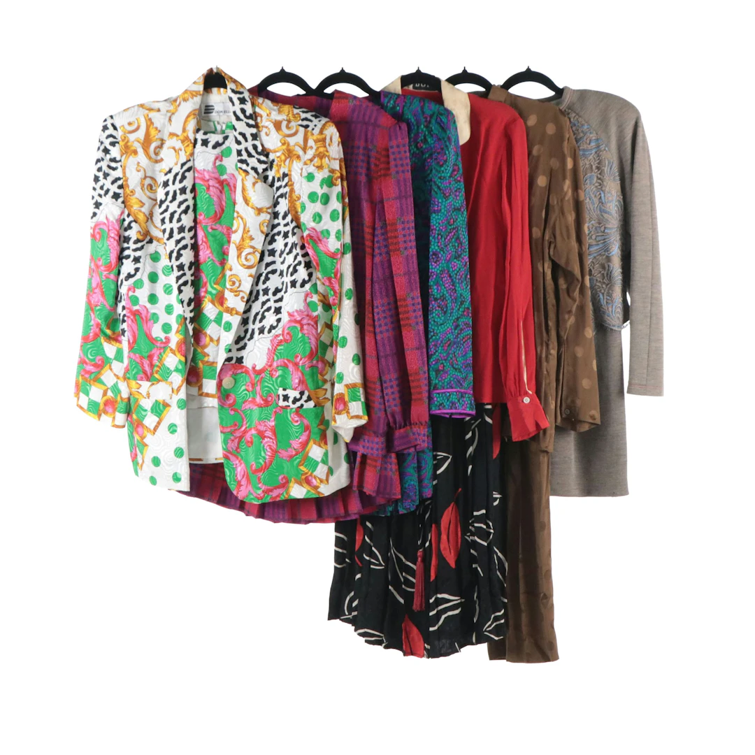Adolfo Silk Skirt Set, Perry Ellis Silk Pant Set, Don Elliot Blazer and More