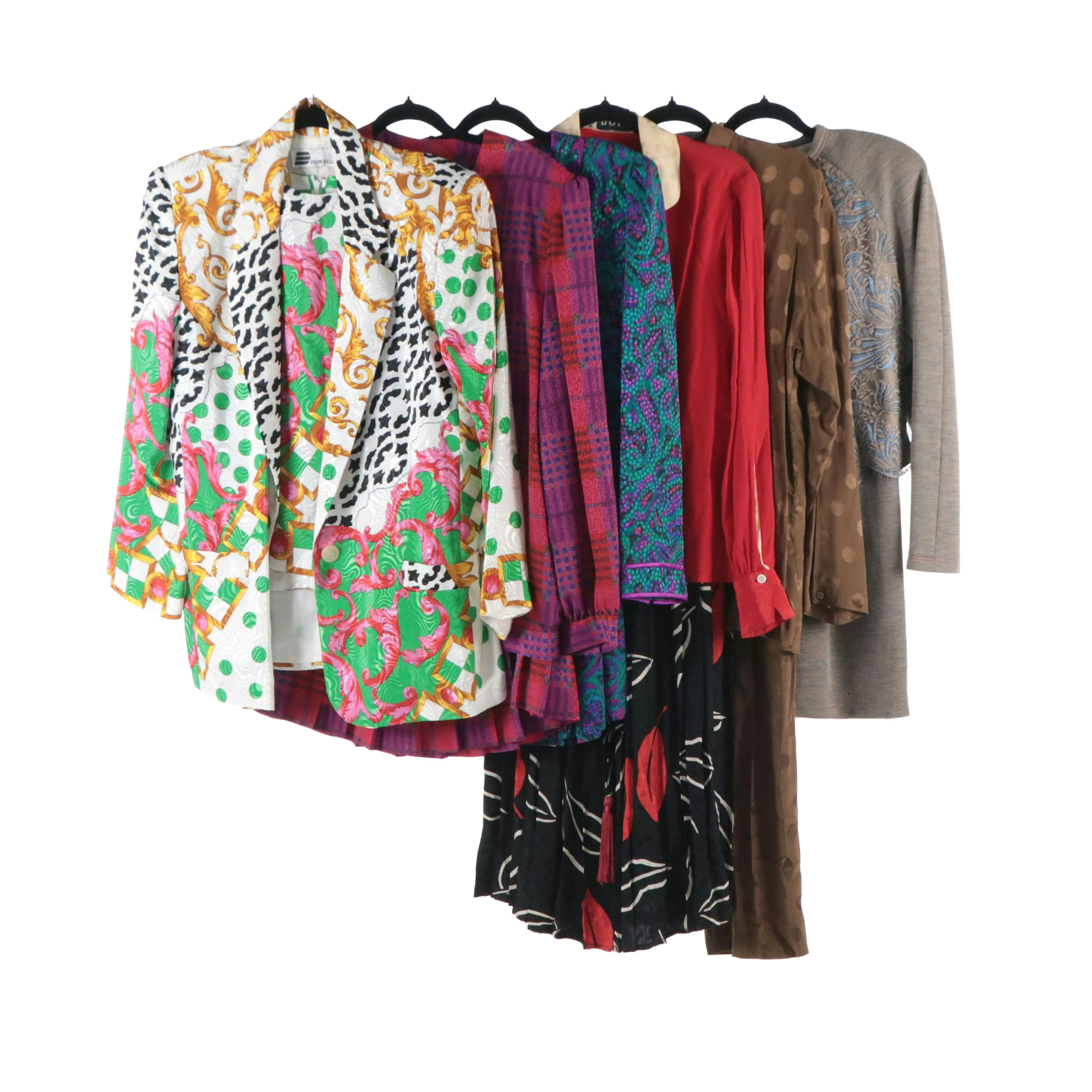 Adolfo Silk Skirt Set, Perry Ellis Silk Pant Set, Don Elliot Blazer and More