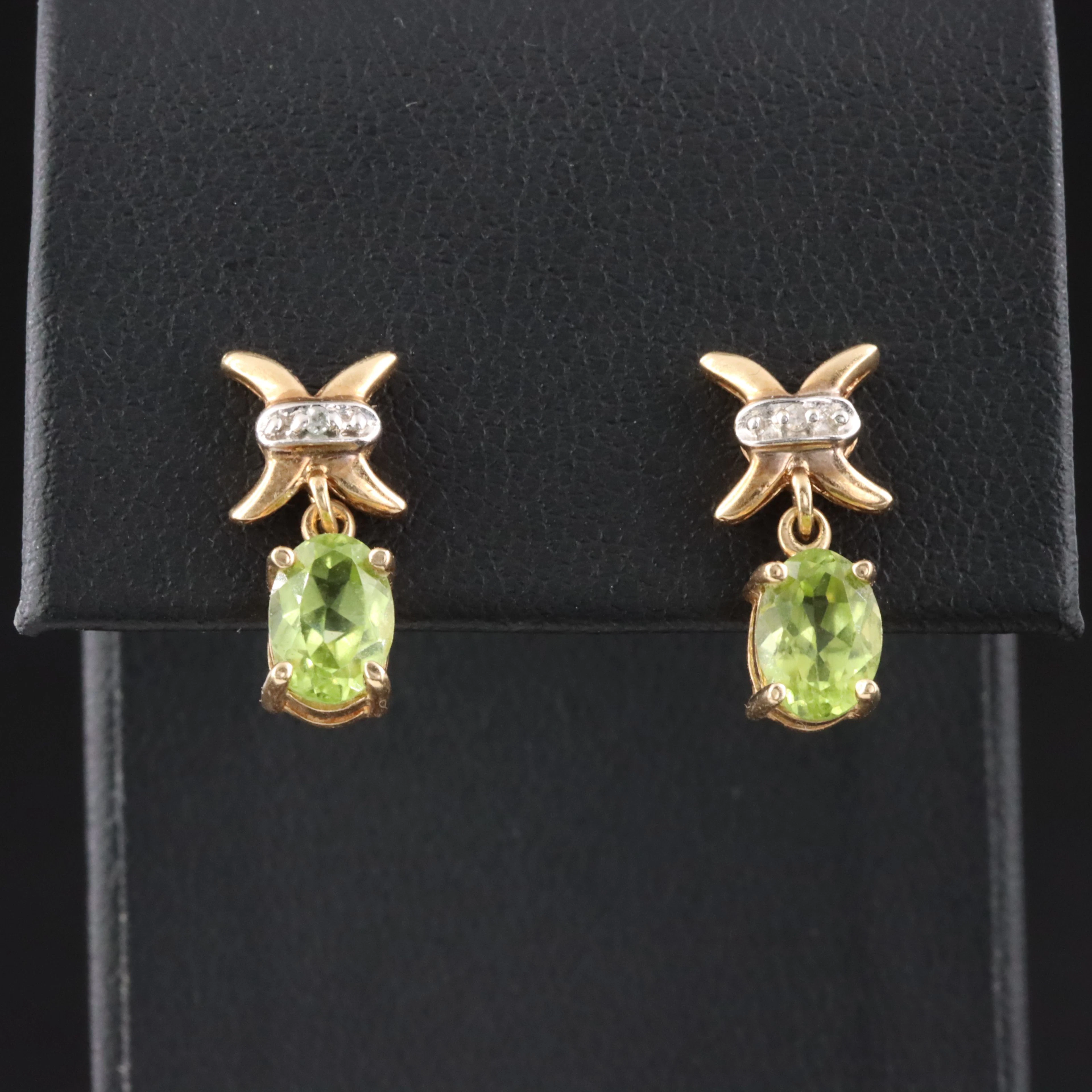 10K Peridot and Diamond Earrings