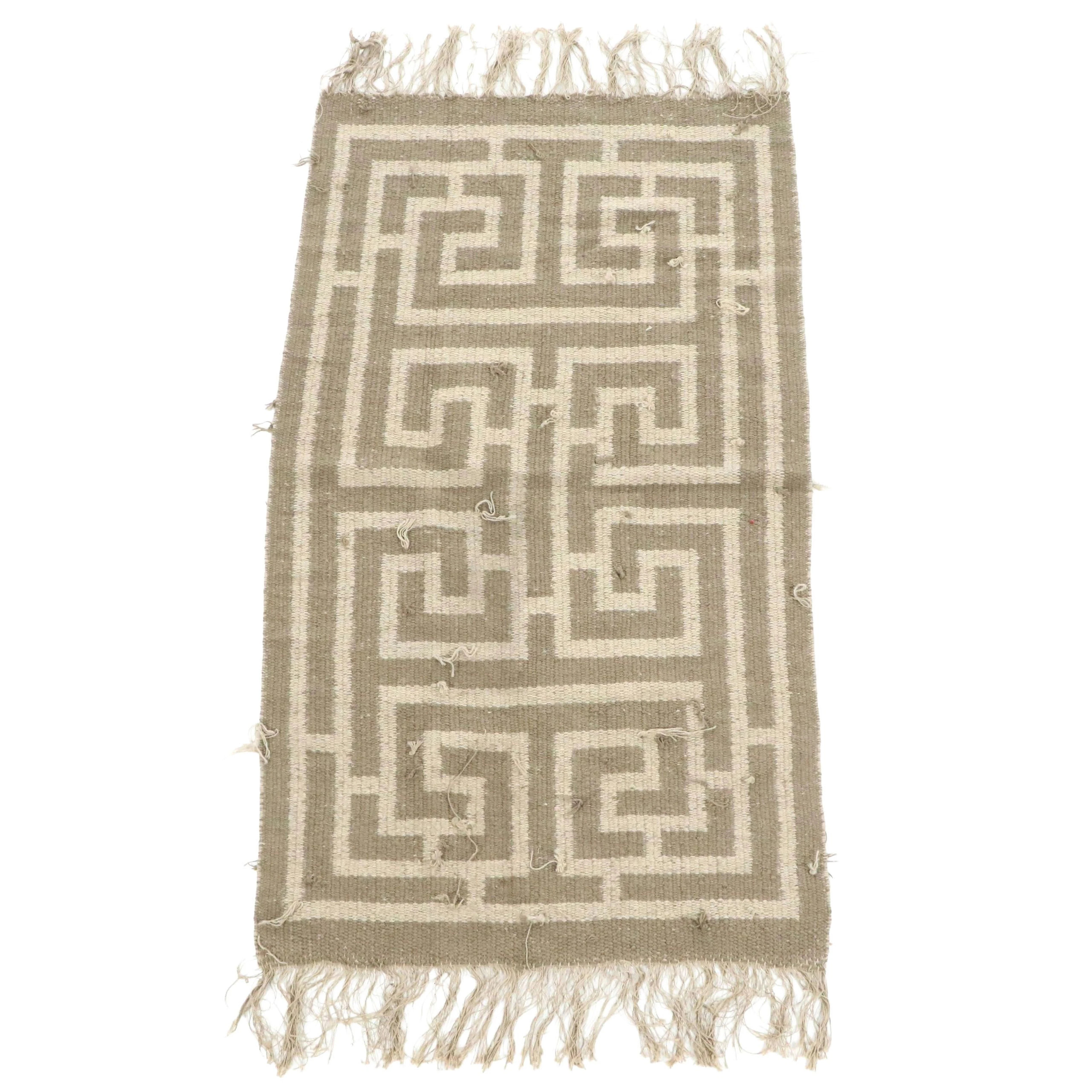 4'2 x 8'9 Handwoven Greek Key Kilim Area Rug