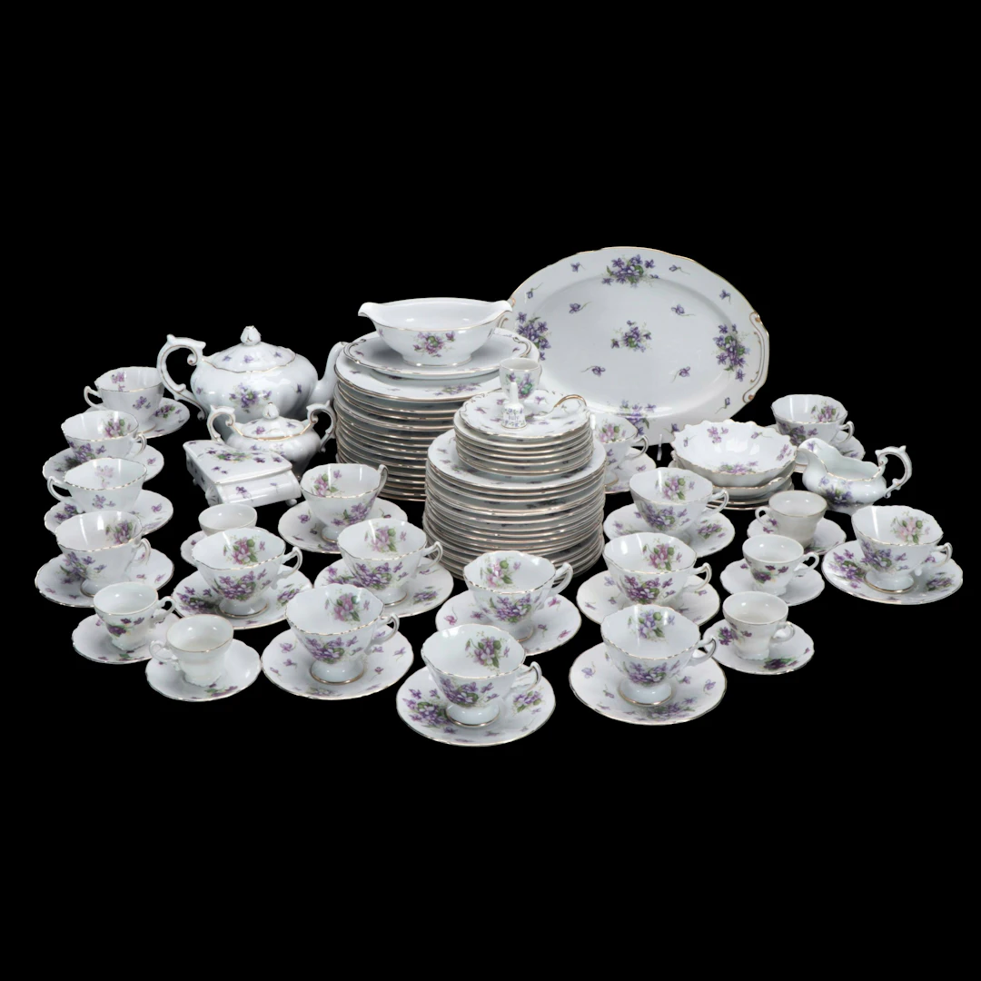 Rossetti "Spring Violets" Porcelain Dinnerware, Mid-20th Century
