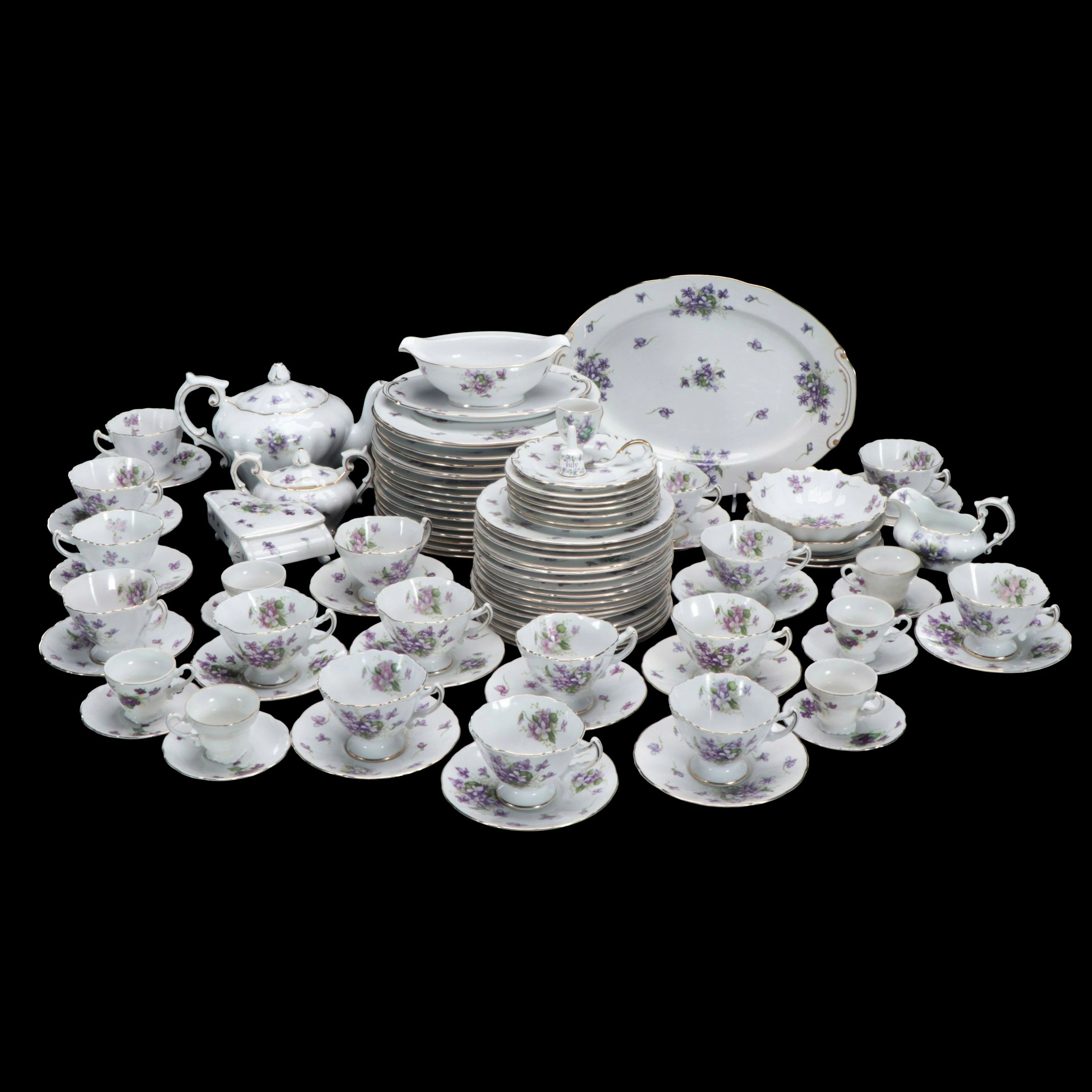 Rossetti "Spring Violets" Porcelain Dinnerware, Mid-20th Century
