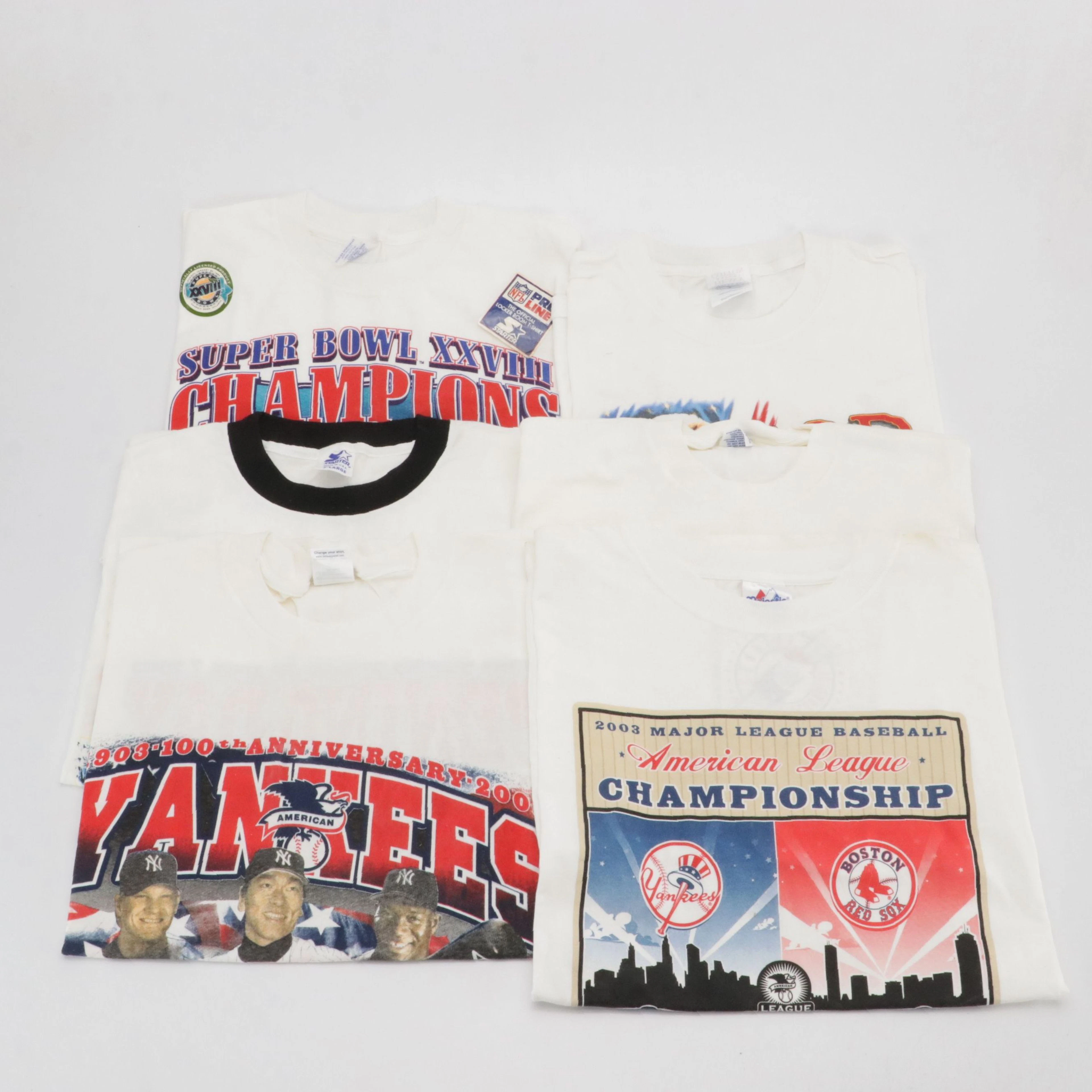 Men's Vintage Graphic T-Shirts Including Super Bowl XXVIII, World Series, More
