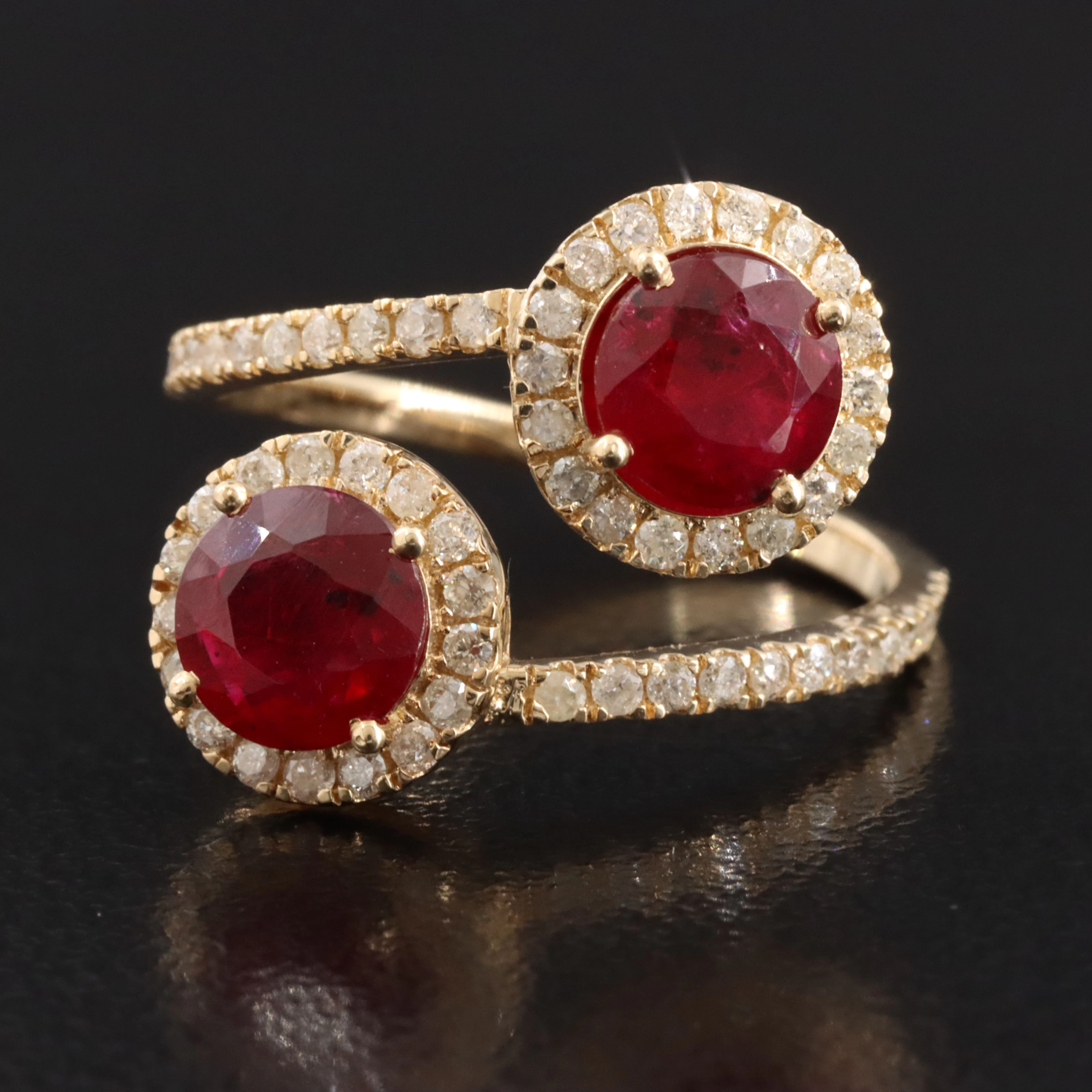 14K 2.19 CTW Mozambique Ruby and Diamond Wrap Ring with GIA Report