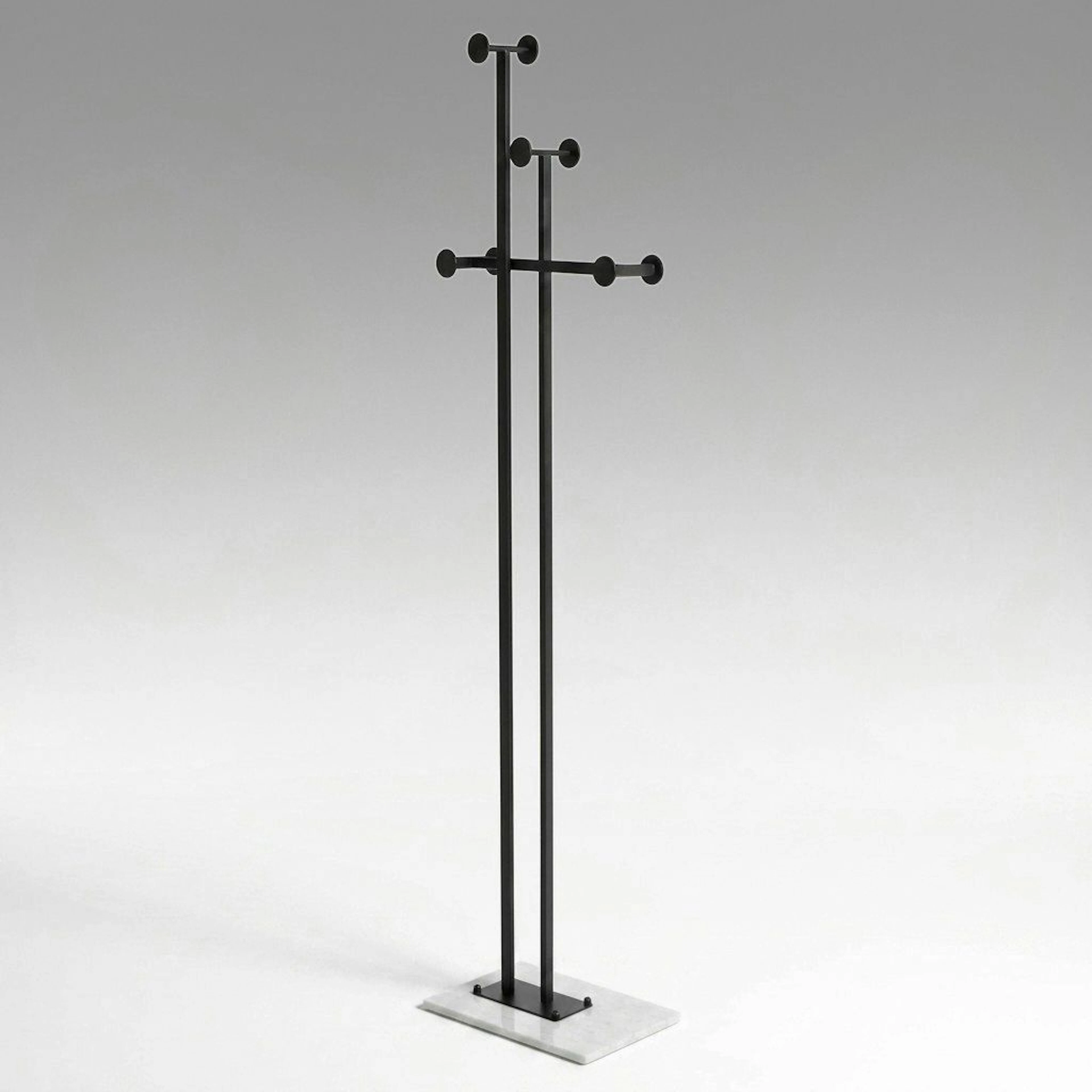Minimalist Modern Black Metal Dual-Post Coat Rack, Late 20th Century