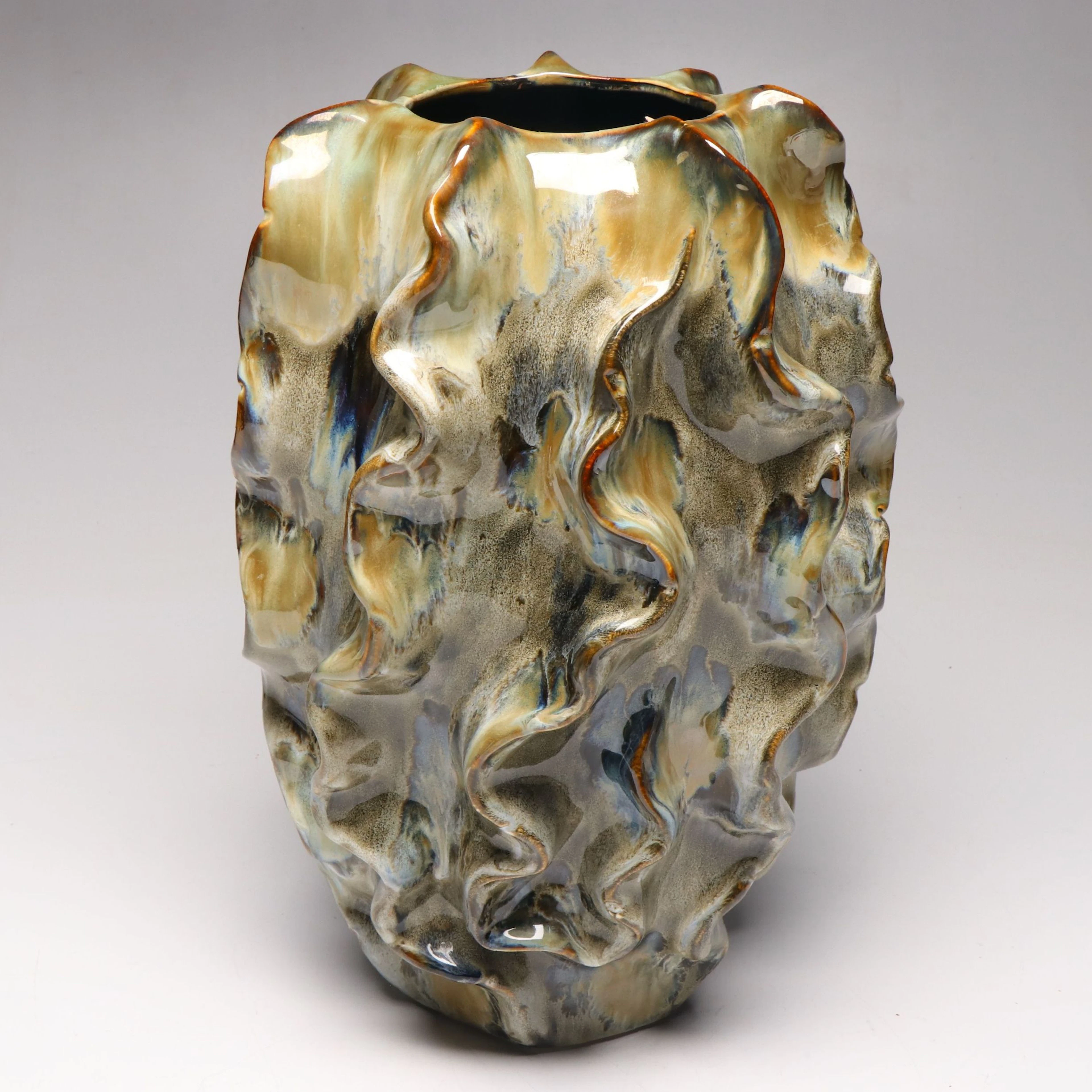 Sculptural Glazed Ceramic Decorative Vase, 21st C.