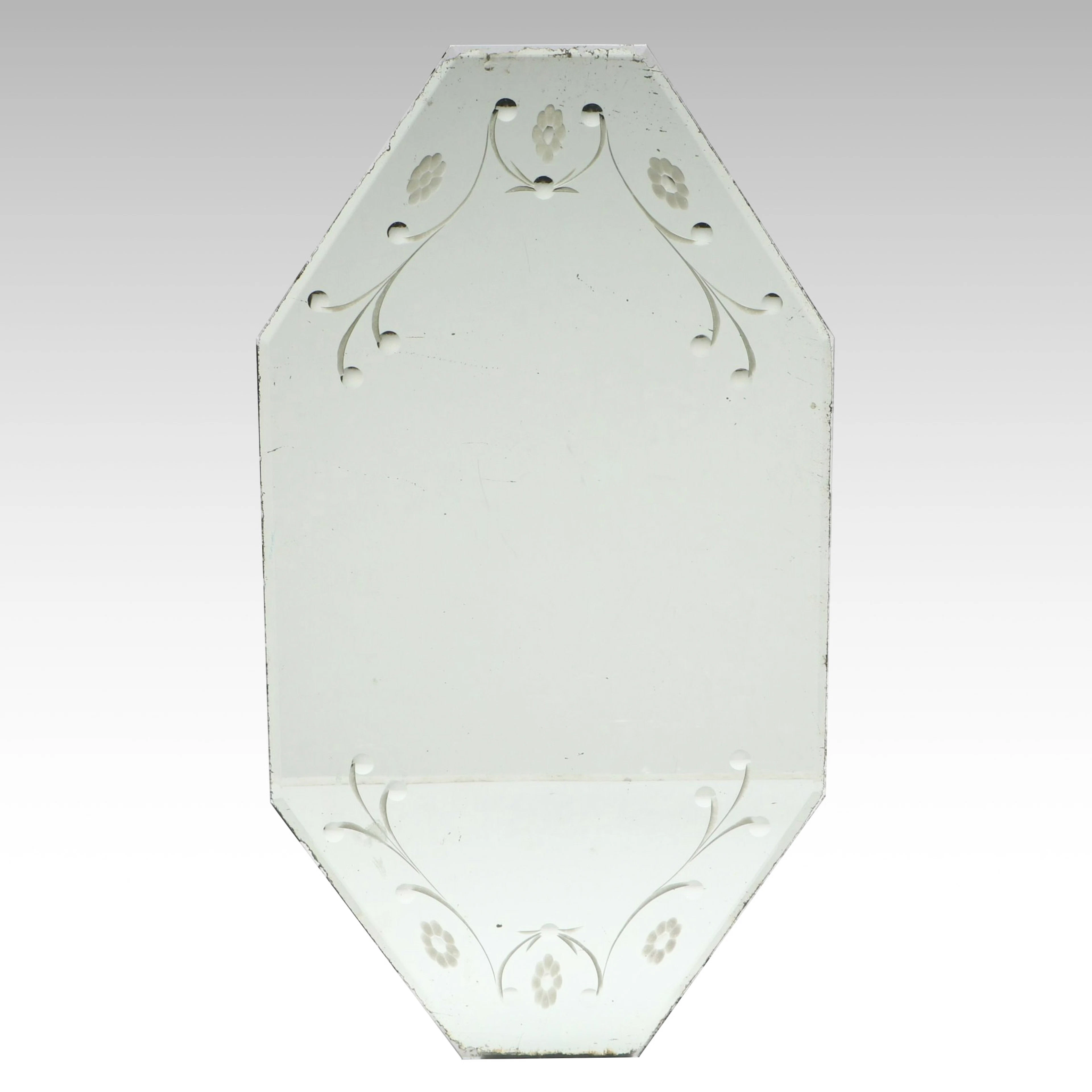 Etched Octagonal Frameless Wall Mirror