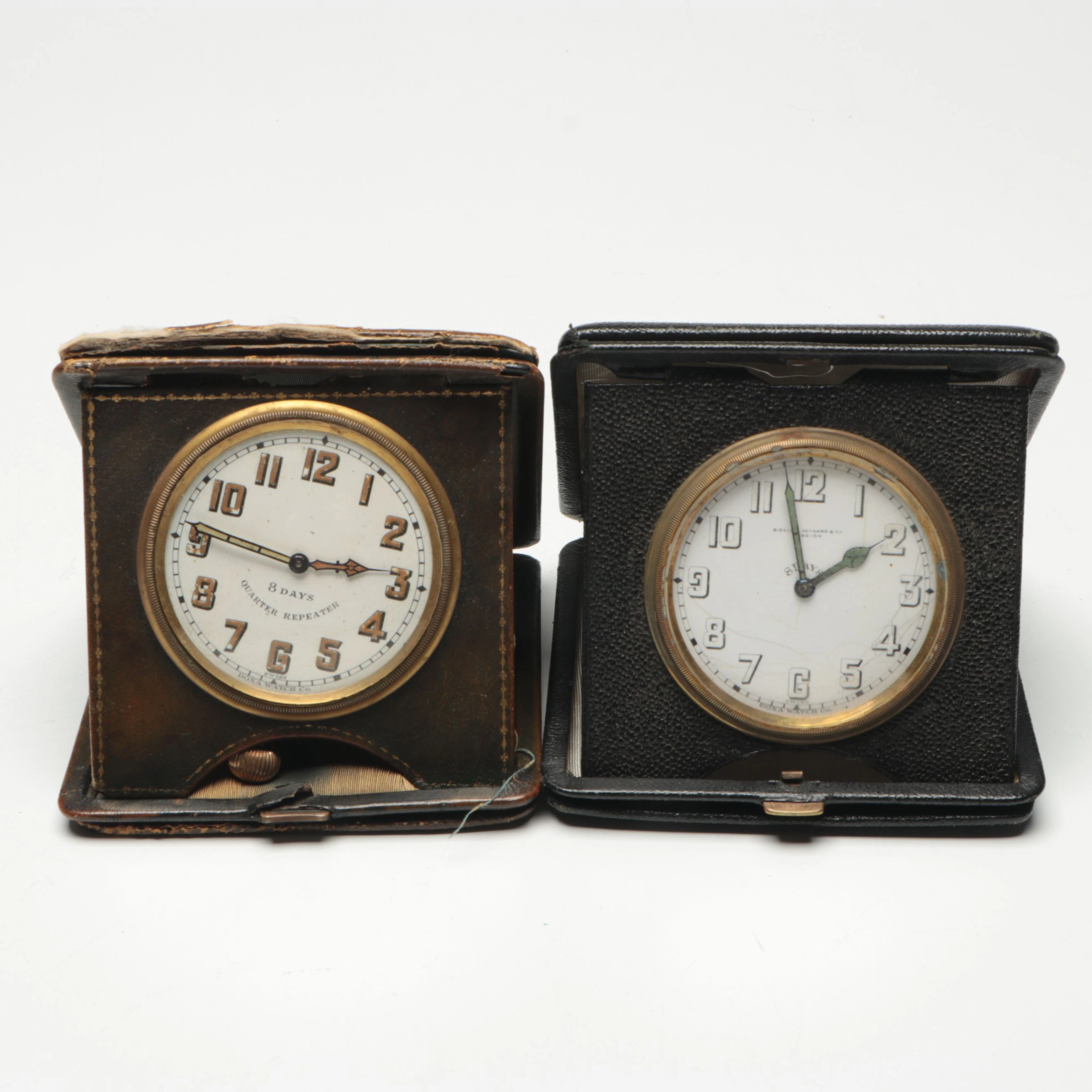 Doxa Watch Co. & Bigelow Kennard & Co. 8 Day Travel Clocks