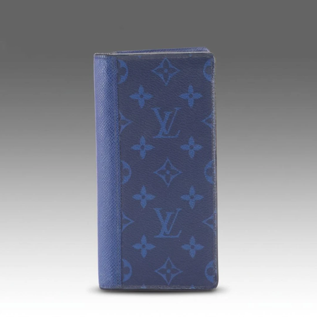 Louis Vuitton Taïgarama Brazza Long Wallet in Blue Monogram Canvas/Taïga