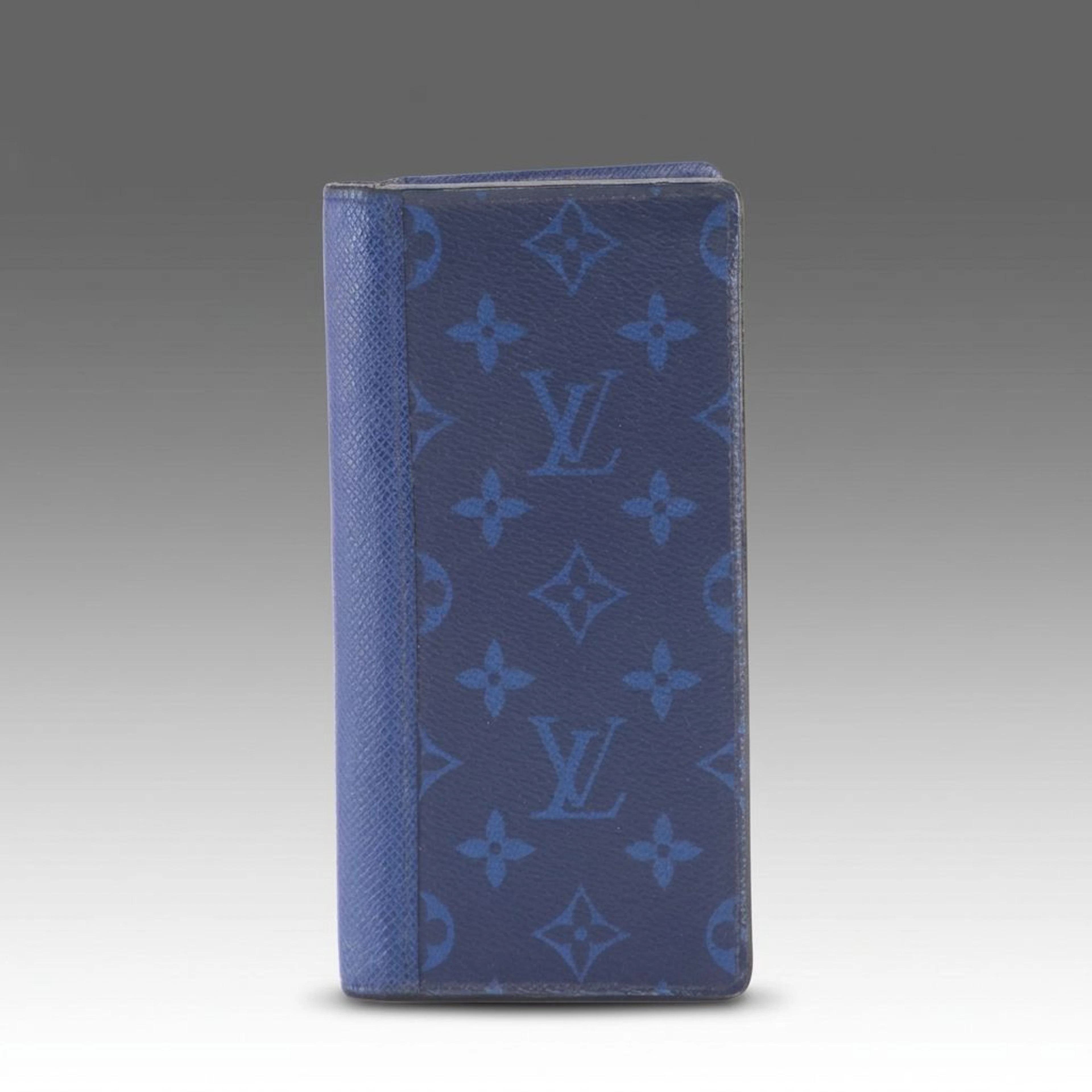 Louis Vuitton Taïgarama Brazza Long Wallet in Blue Monogram Canvas/Taïga