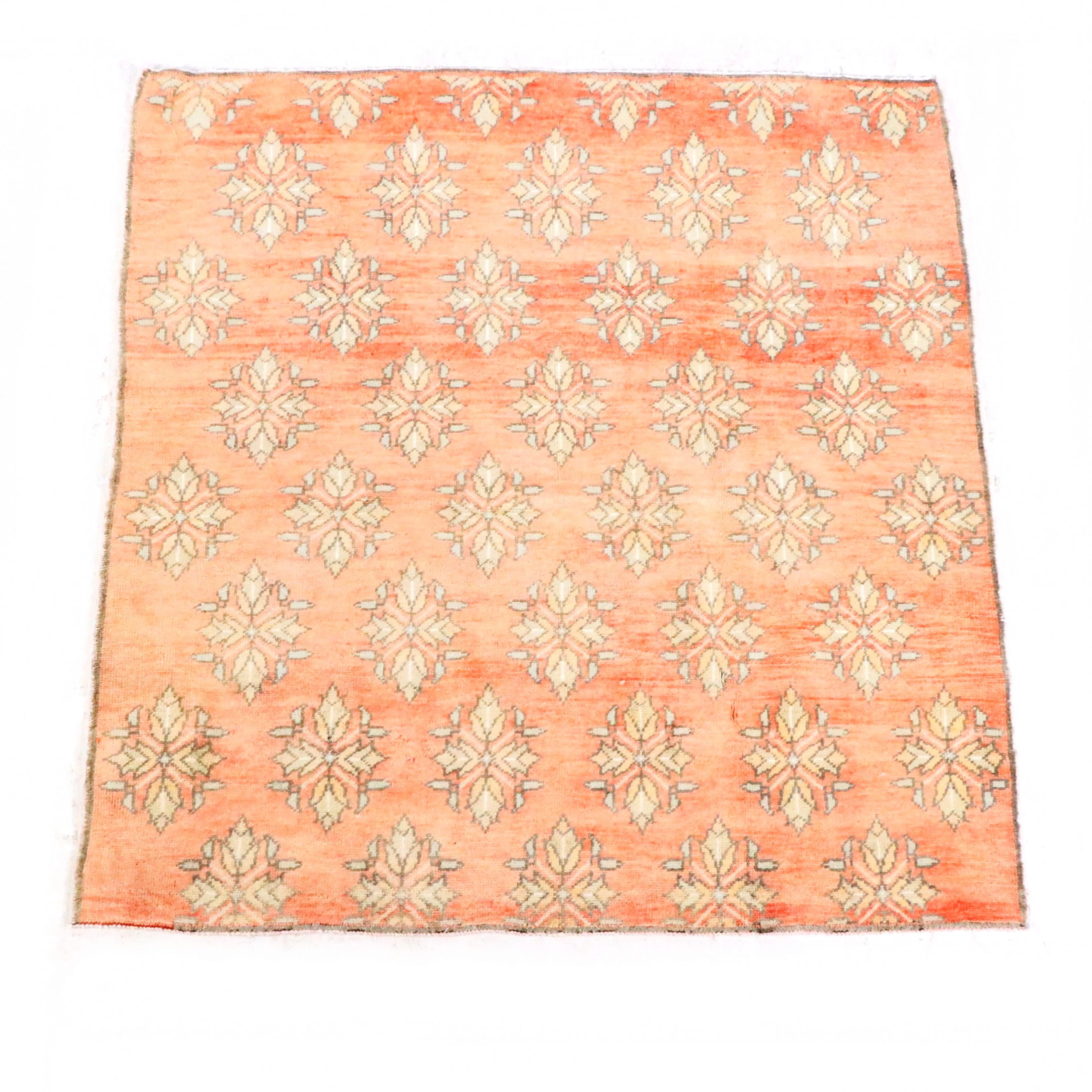 5'1 x 5'6 Hand-Knotted Turkish Anatolian Area Rug