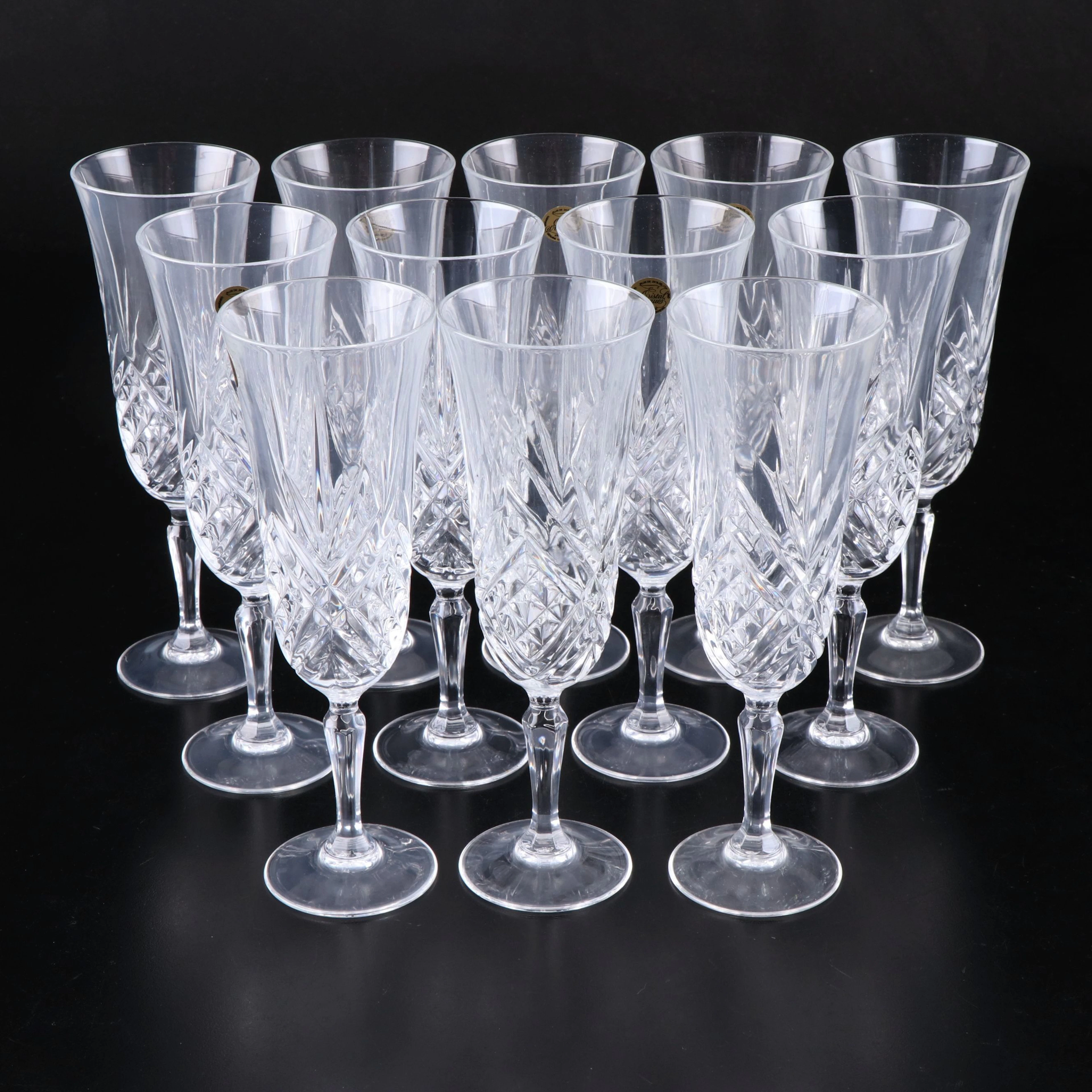 Cristal d'Arques "Masquerade" Crystal Fluted Champagne Glasses