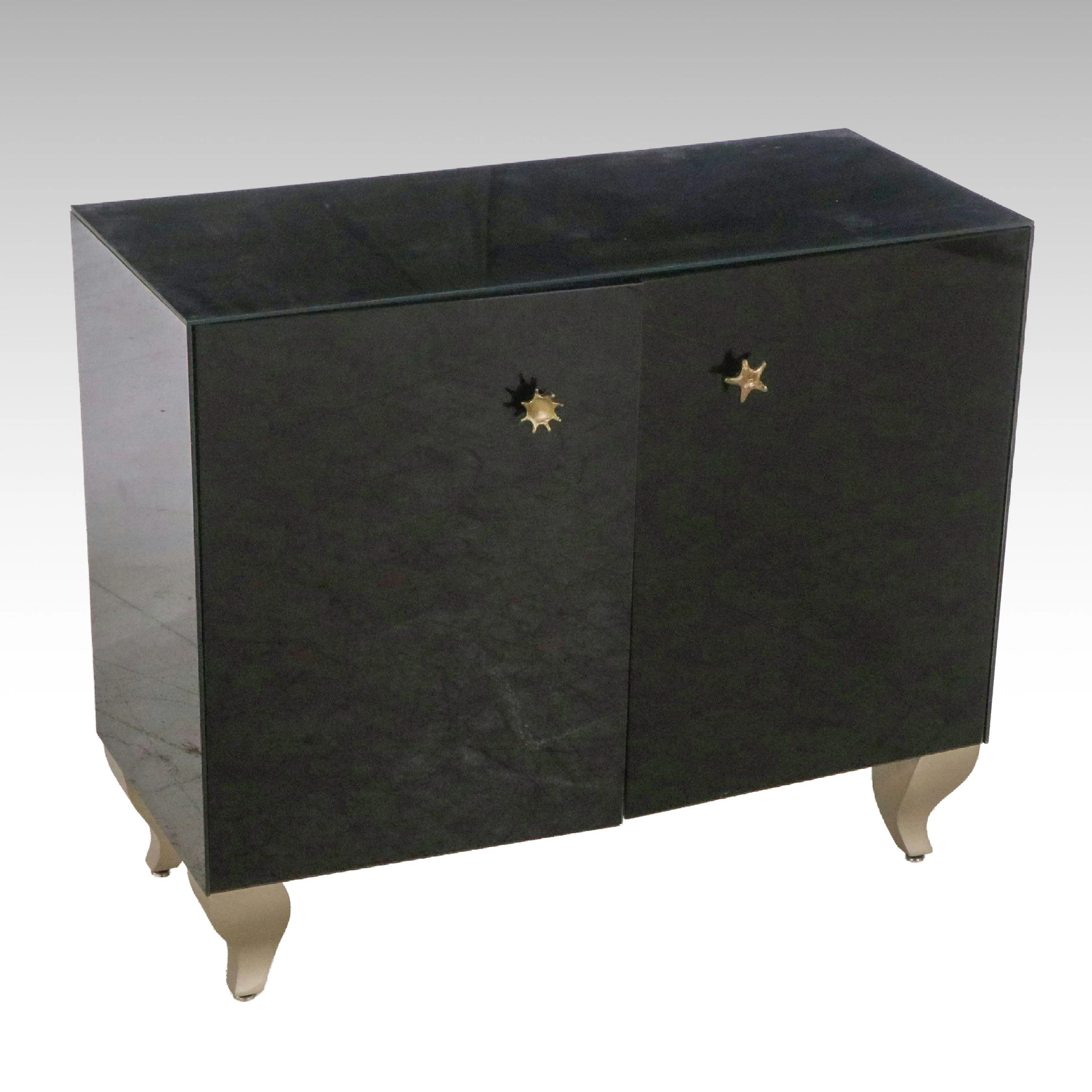 Hollywood Regency Style Black Lacquered Cabinet, Late 20th to 21st Century