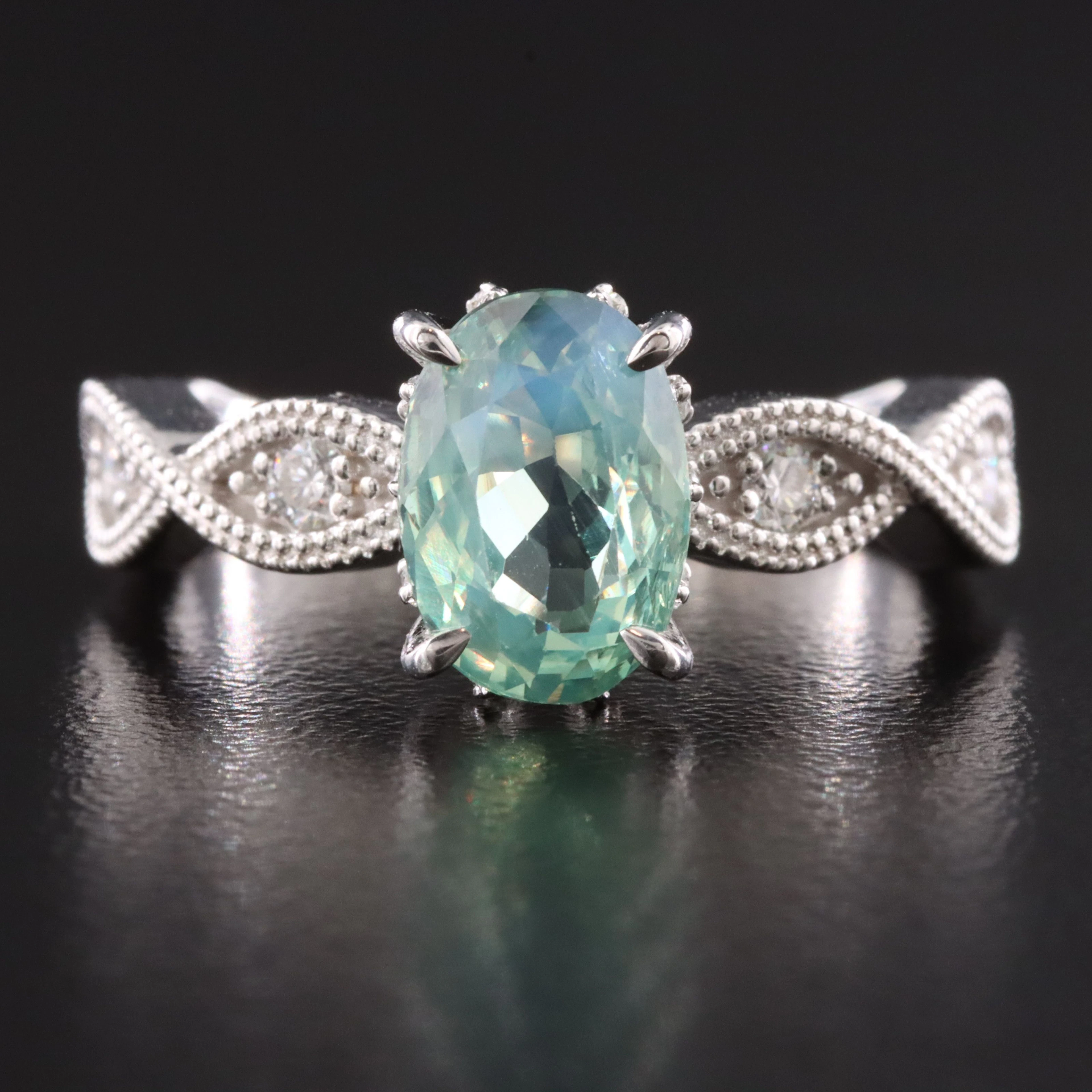 14K 2.13 CT Alexandrite and Diamond Ring with GIA Report