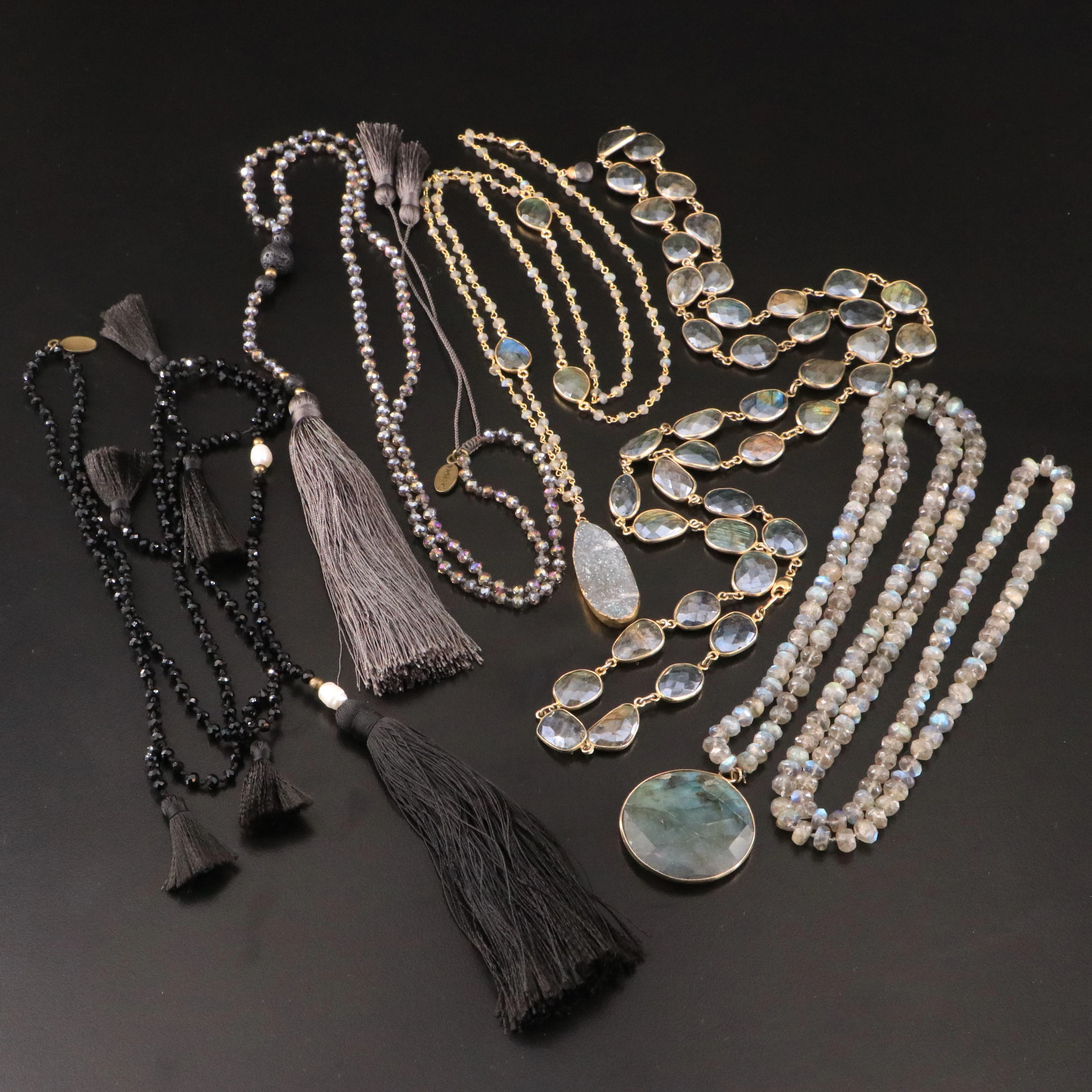 Necklace Collection Featuring Labradorite and Tassels