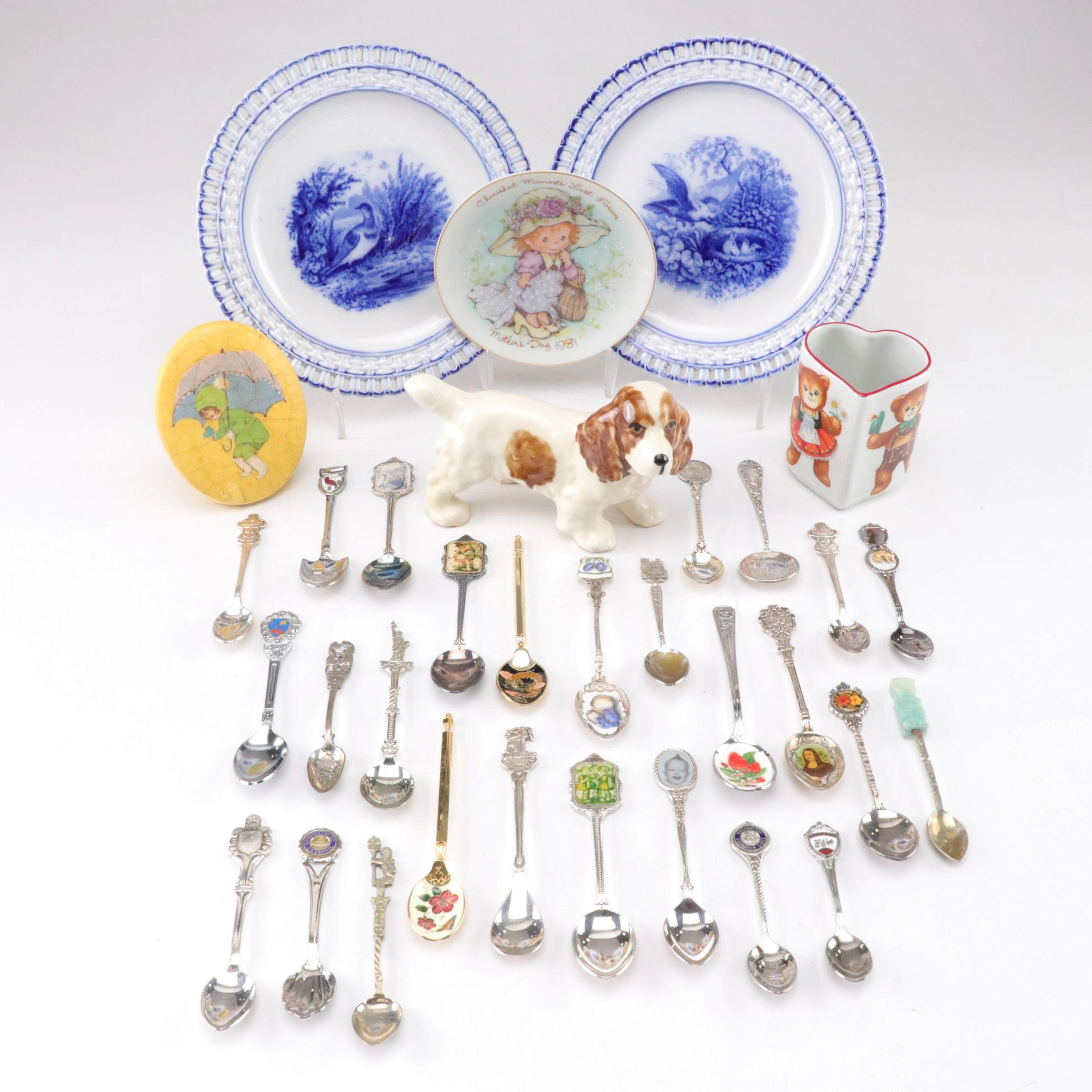 German Pearlware Plates, Souvenir Spoons, and More