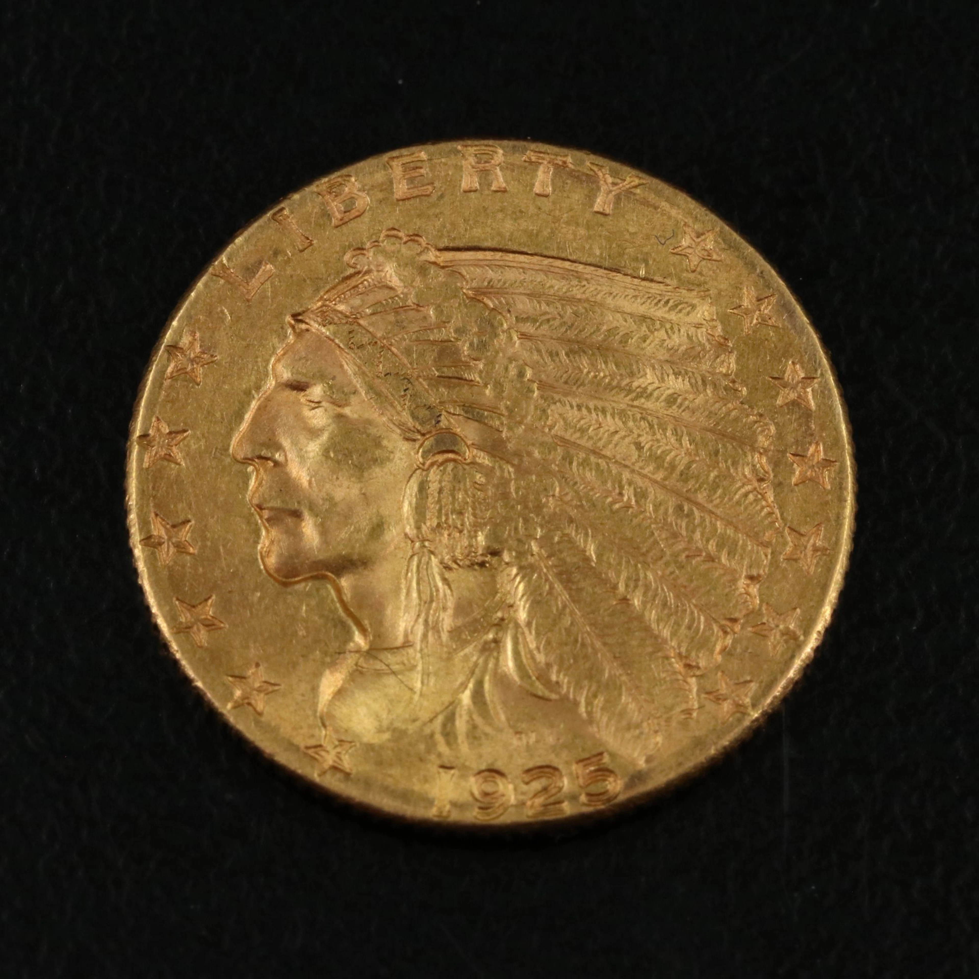 1925-D Indian Head $2 1/2 Gold Coin