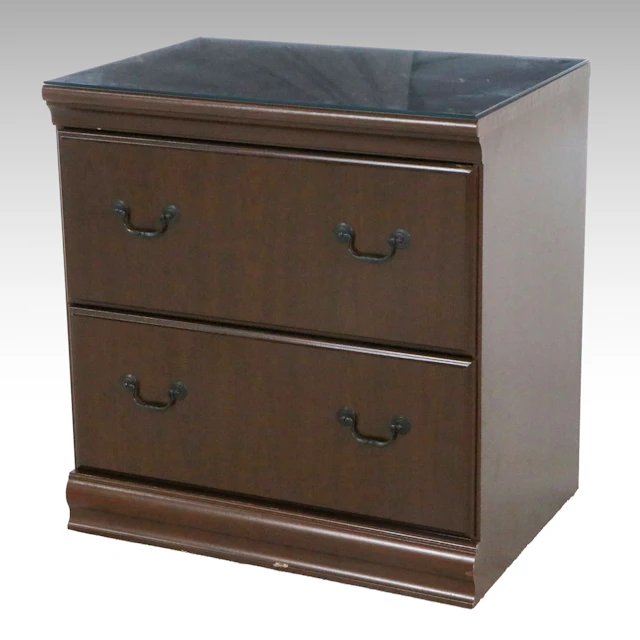 Modern Traditional Style Cherry Finish Two-Drawer Filing Cabinet, Late 20th C.