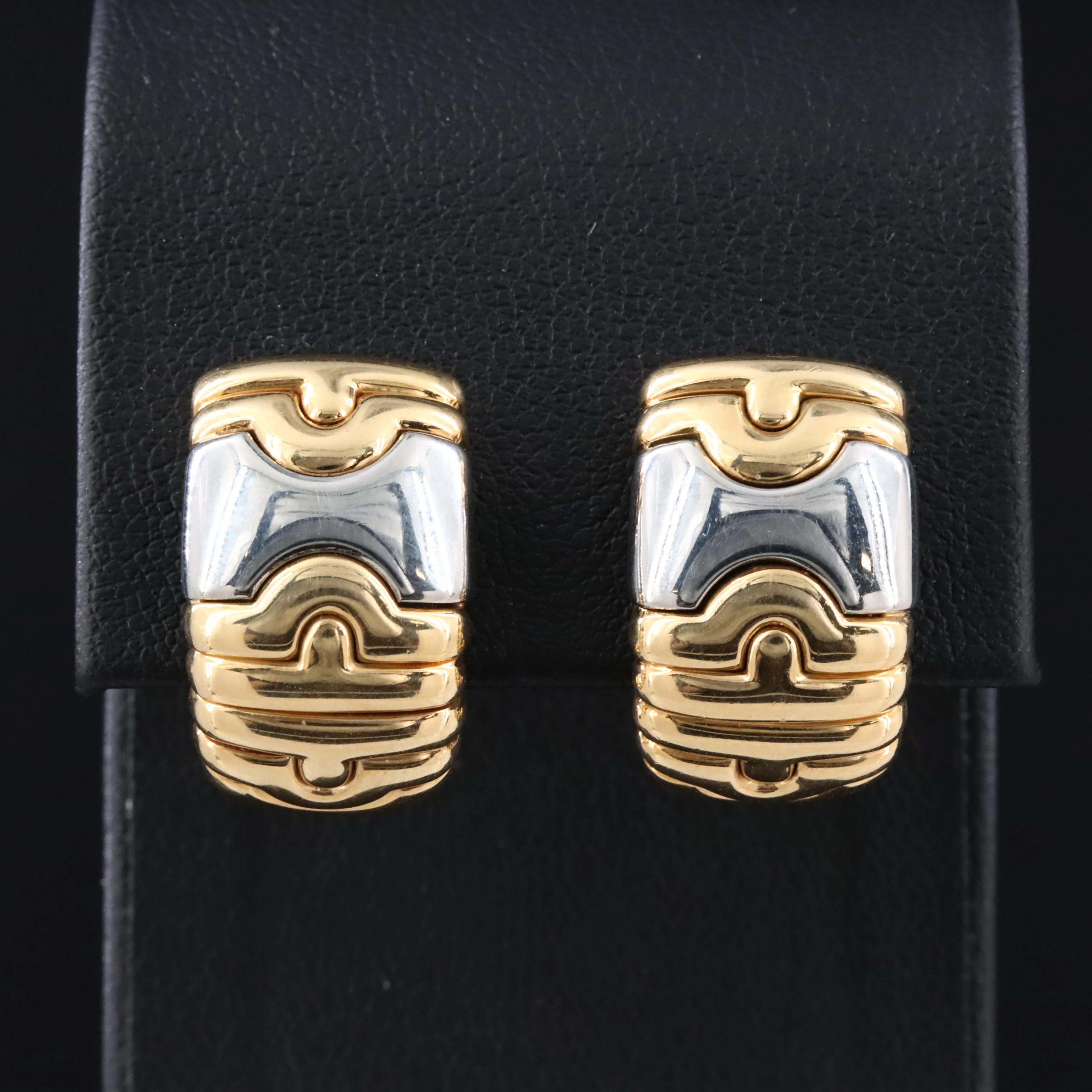 Bulgari BVLGARI Parentesi 18K and Stainless Steel Clip Earrings