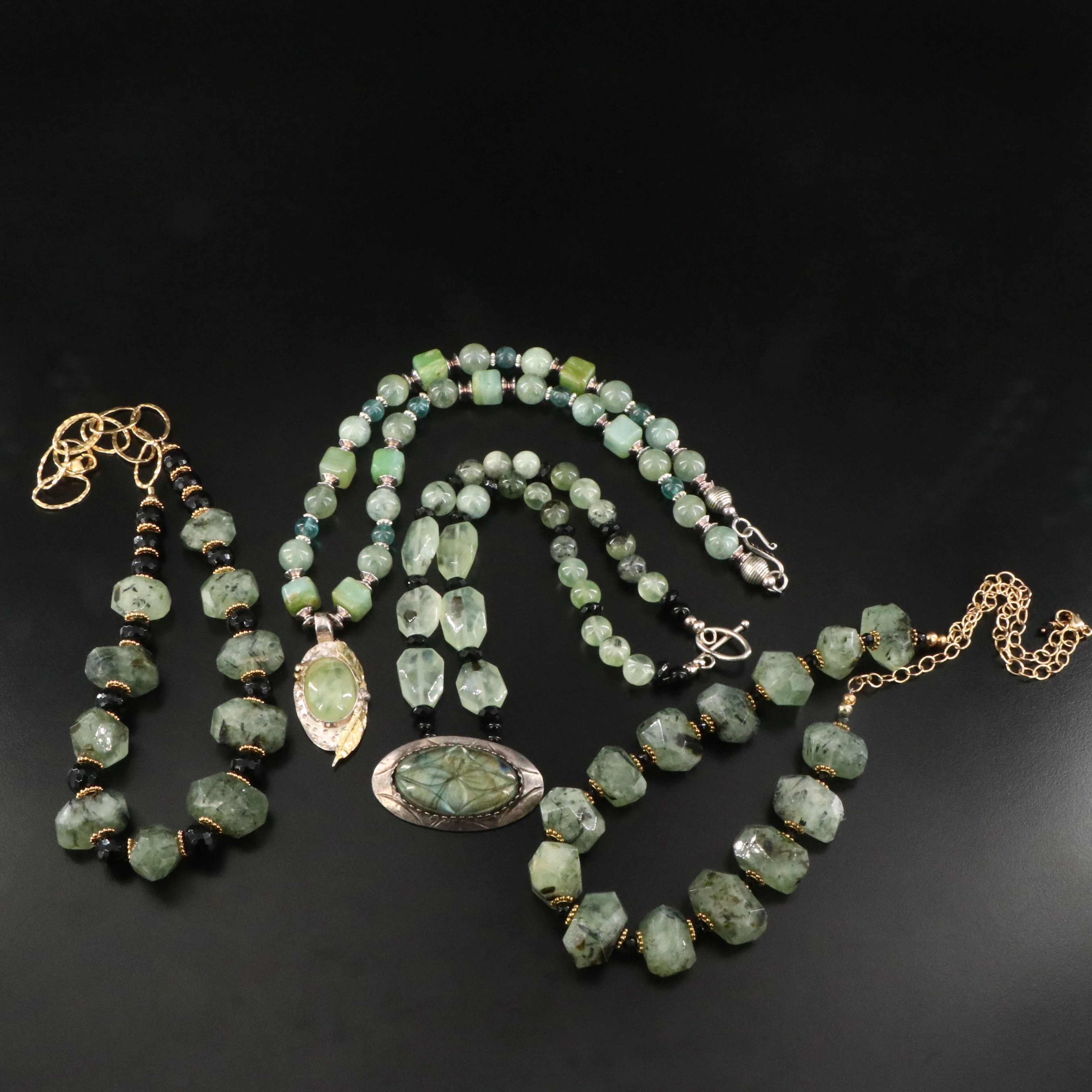 999 Silver, Labradorite and Prehnite Featured in Necklace Collection