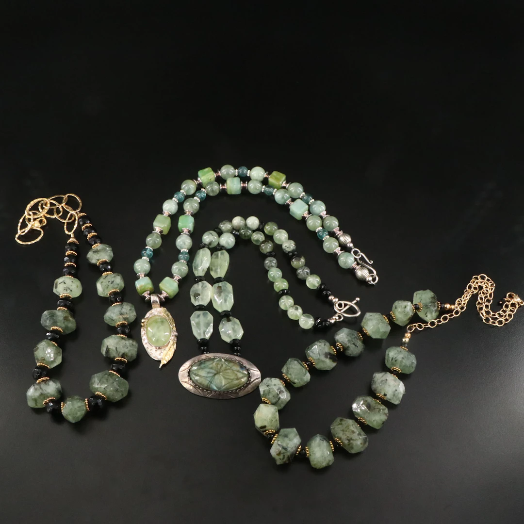 999 Silver, Labradorite and Prehnite Featured in Necklace Collection