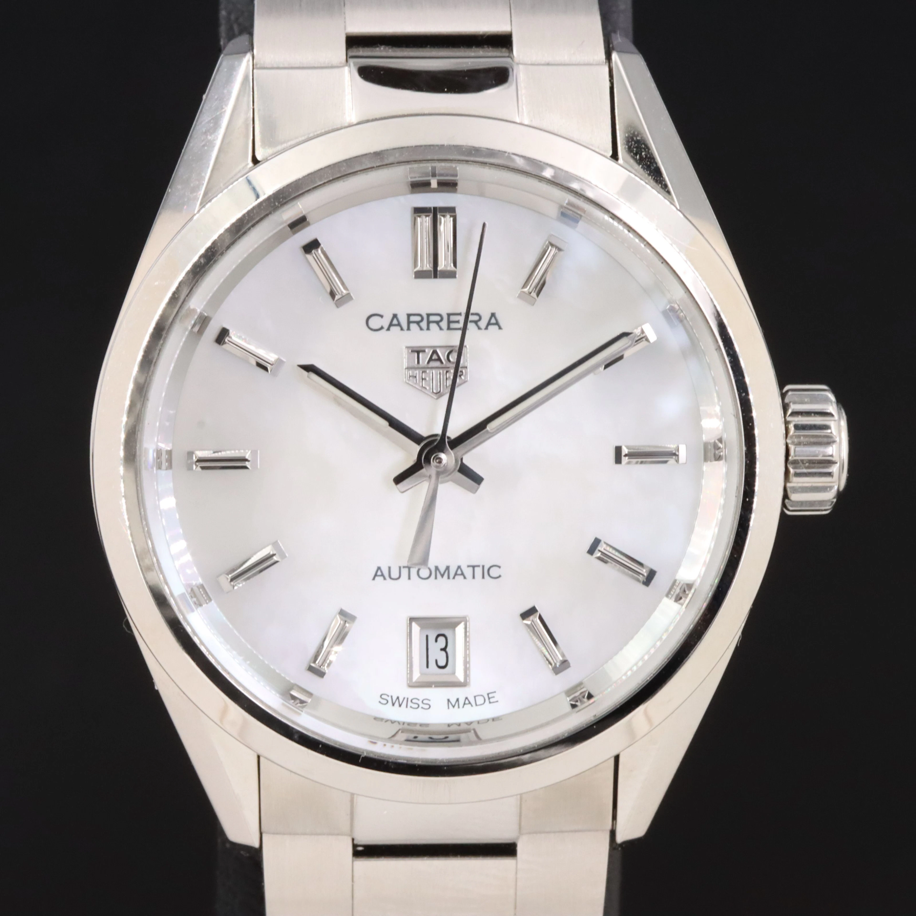 TAG Heuer Carrera Date White Mother-of-Pearl Steel Watch
