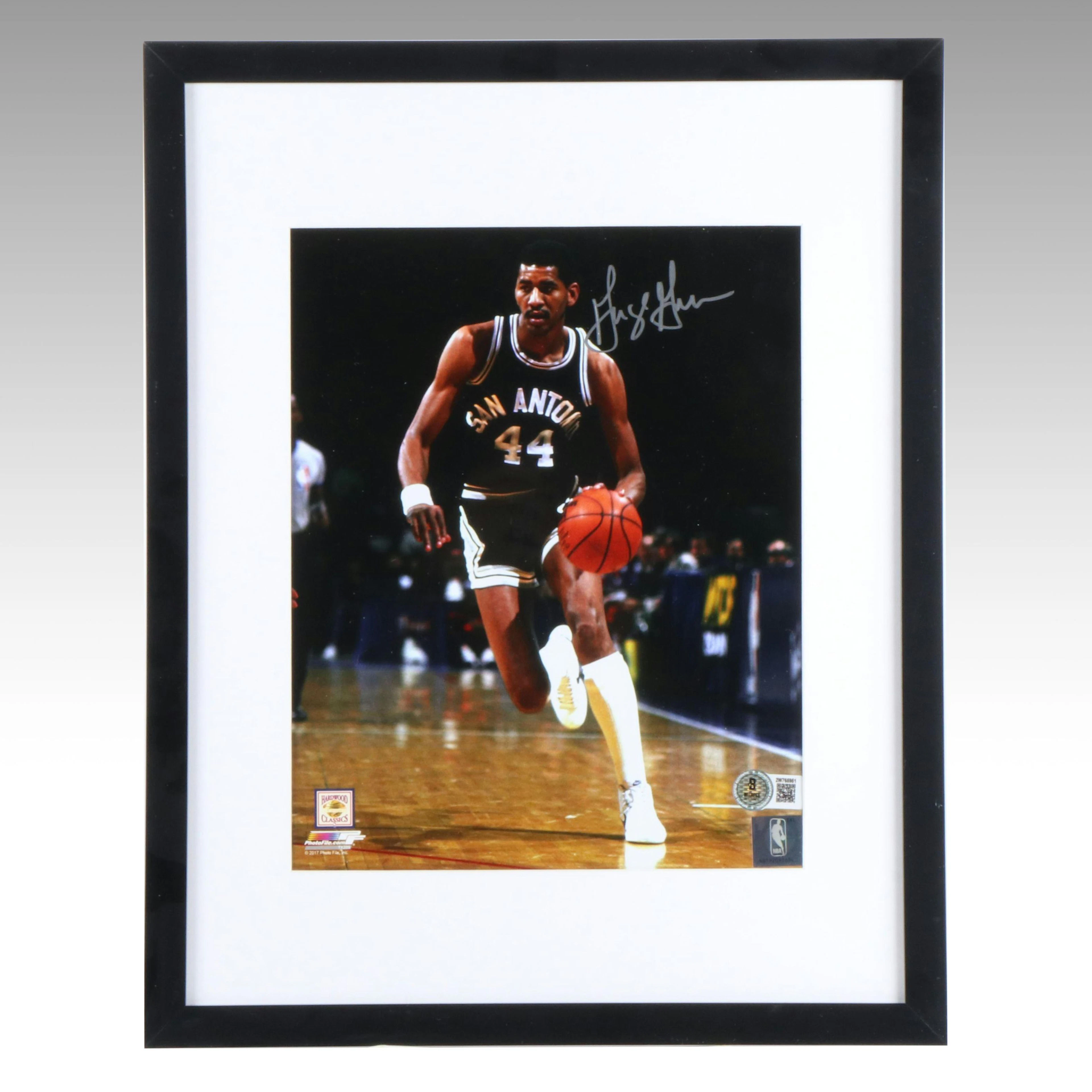George Gervin Signed San Antonio Spurs Basketball Print in Matted