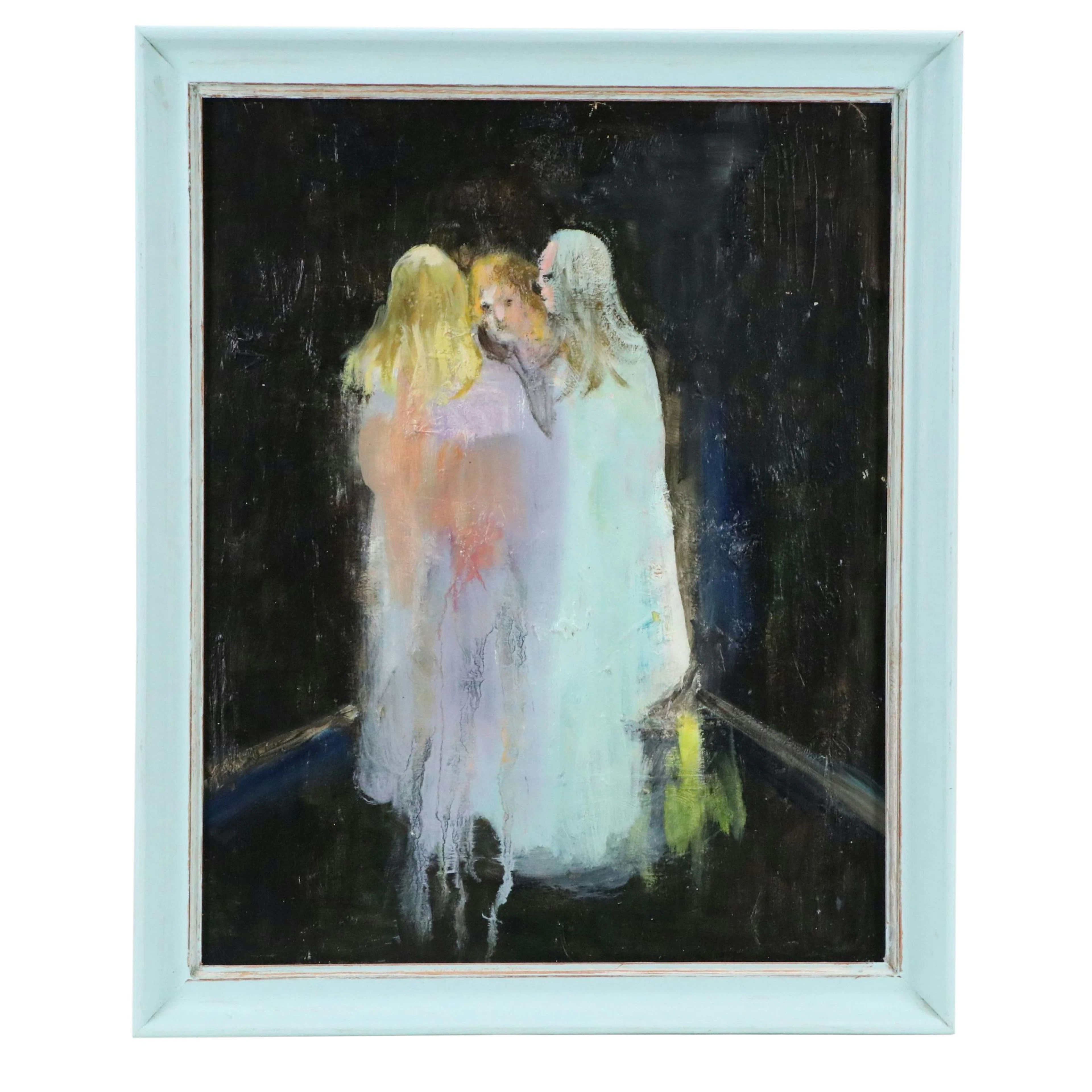 Abstract Oil Painting "Gossip," Late 20th to Early 21st Century