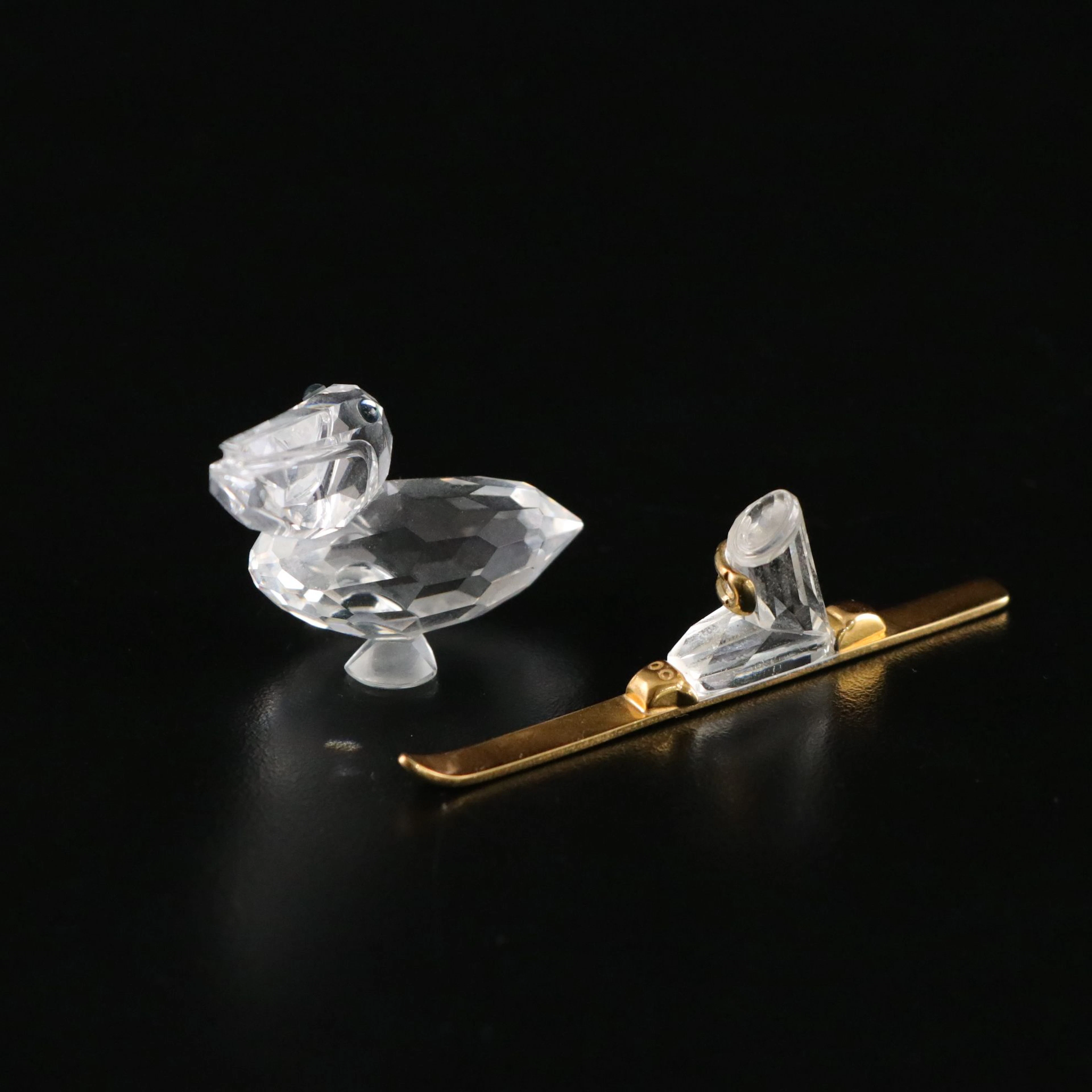 Swarovski Crystal "Pelican" and "Ski and Boot" Figurines