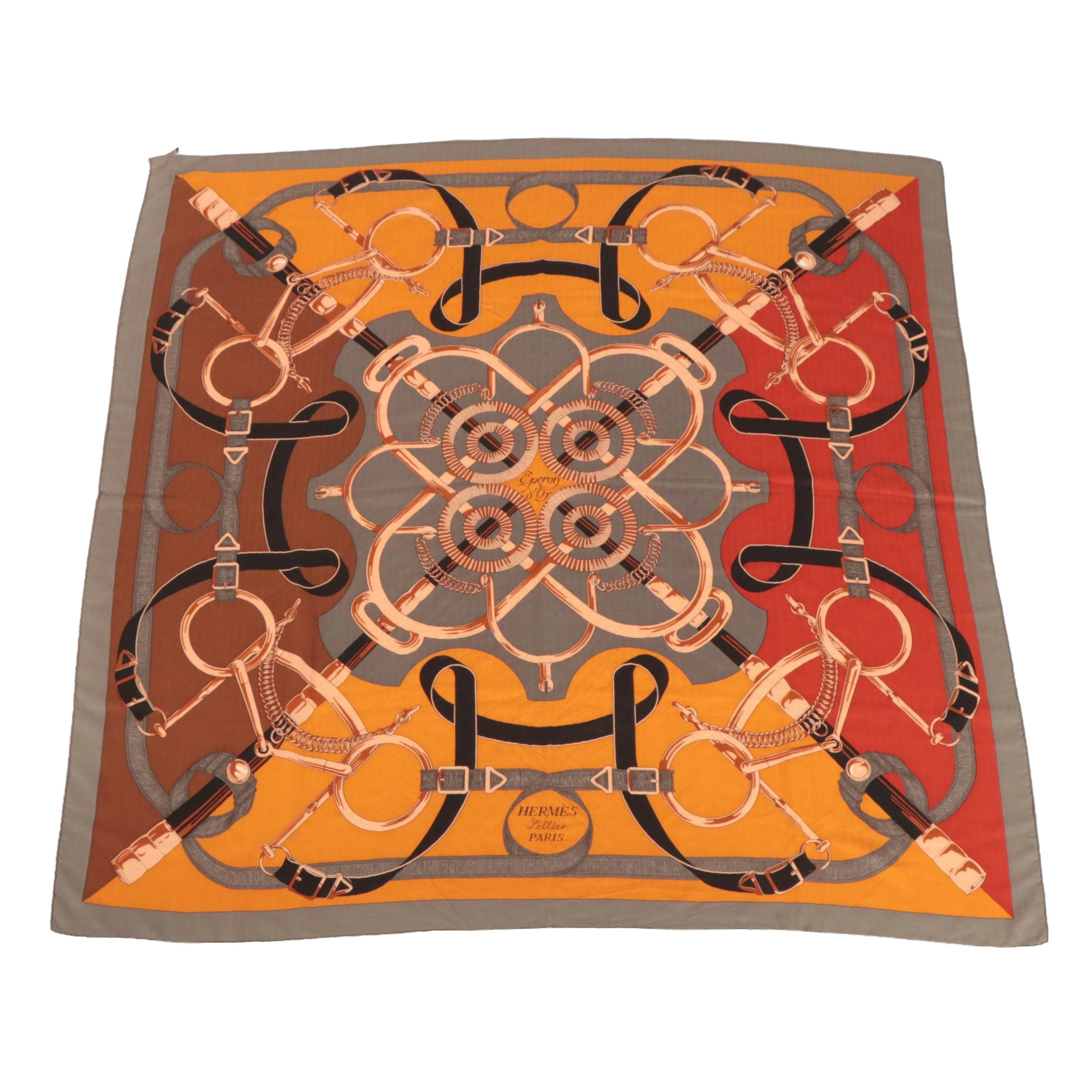Hermés "Éperon d'Or" Shawl 140 in Cashmere and Silk Blend