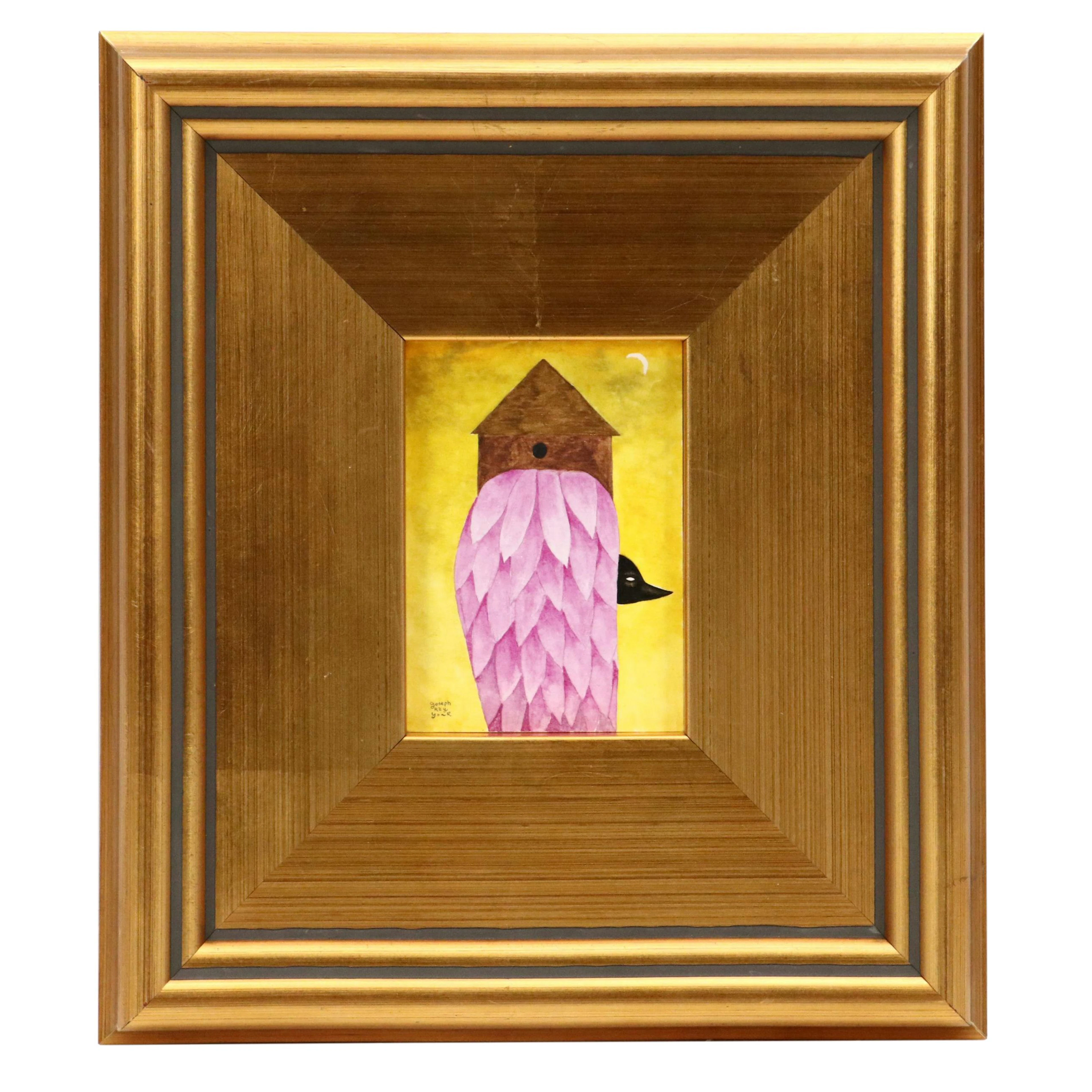 Joseph Ray York Stylized Watercolor Painting of Bird "Night Watch," 2022
