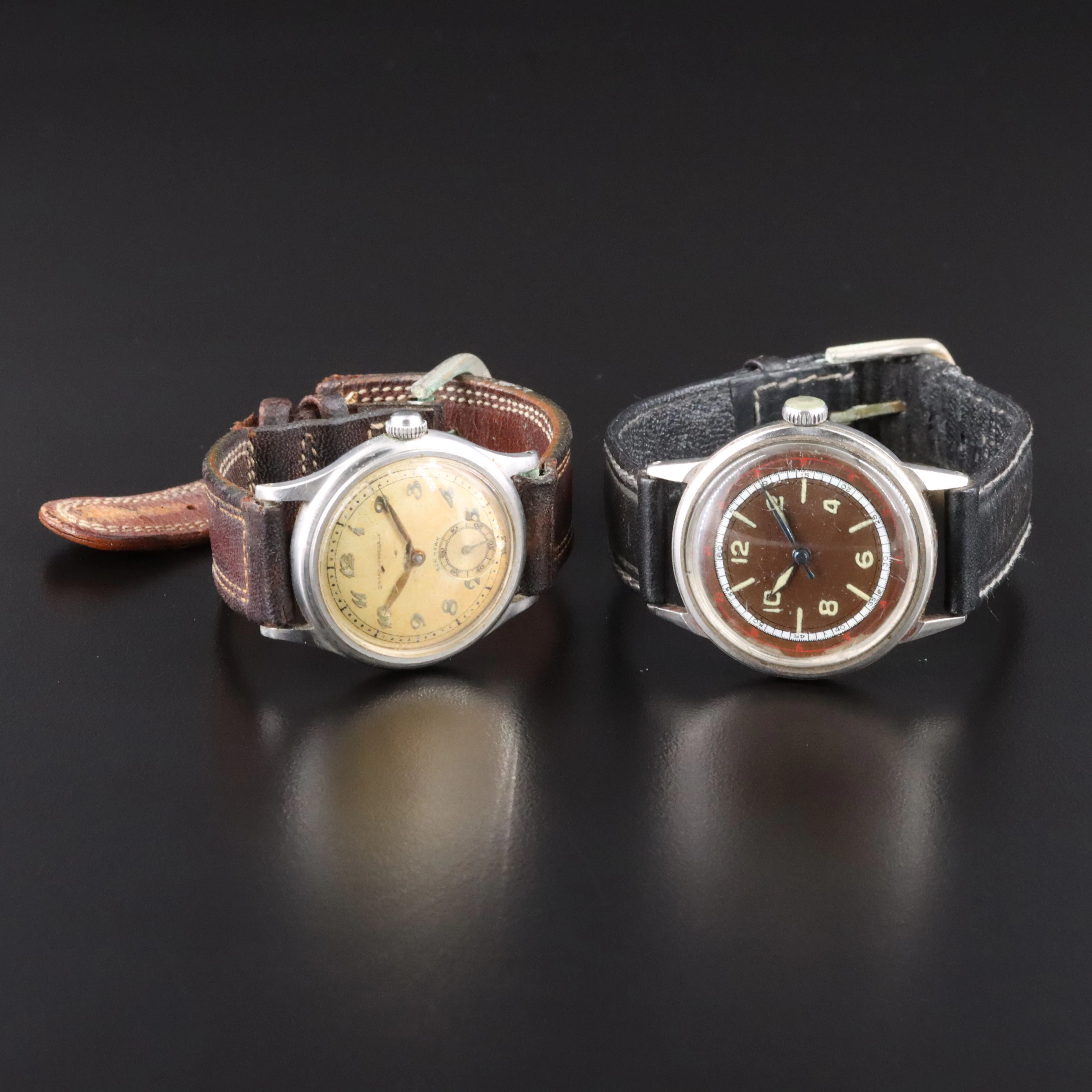 Vintage Girard Perregaux Seahawk and Amphibian Steel Stem Wind Watches