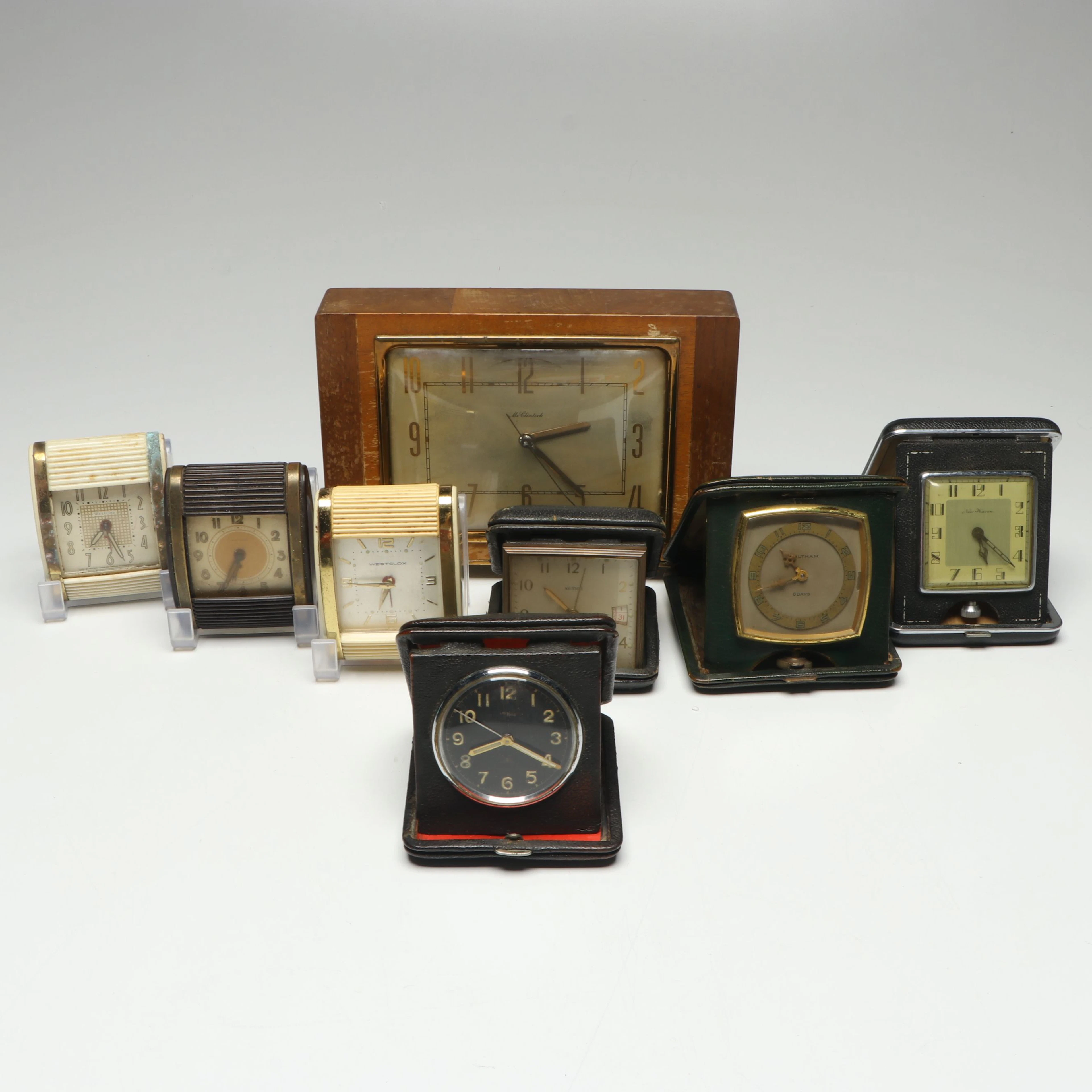 Imhof, Waltham with Other Travel and Desk Clocks, Early to Mid-20th C.