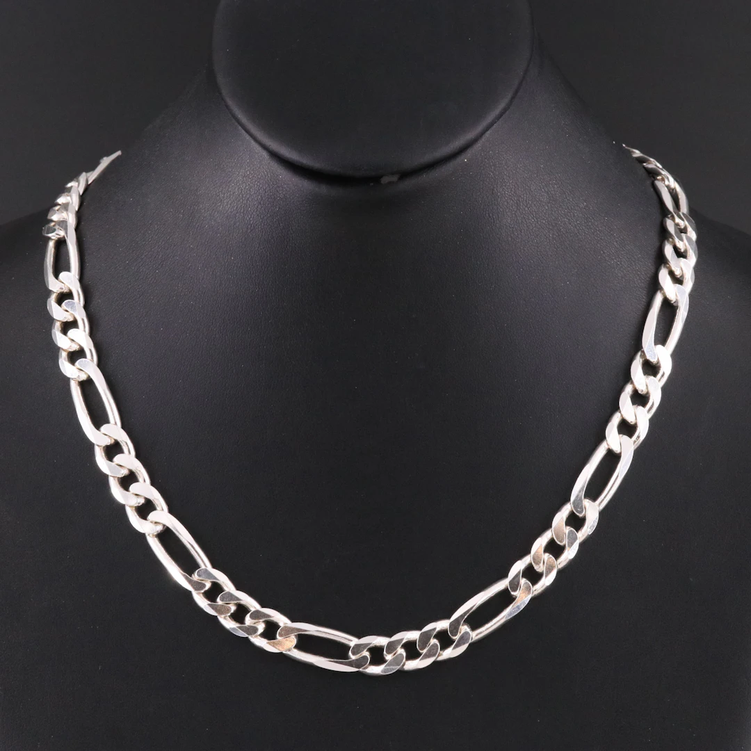 Sterling Figaro Chain Necklace