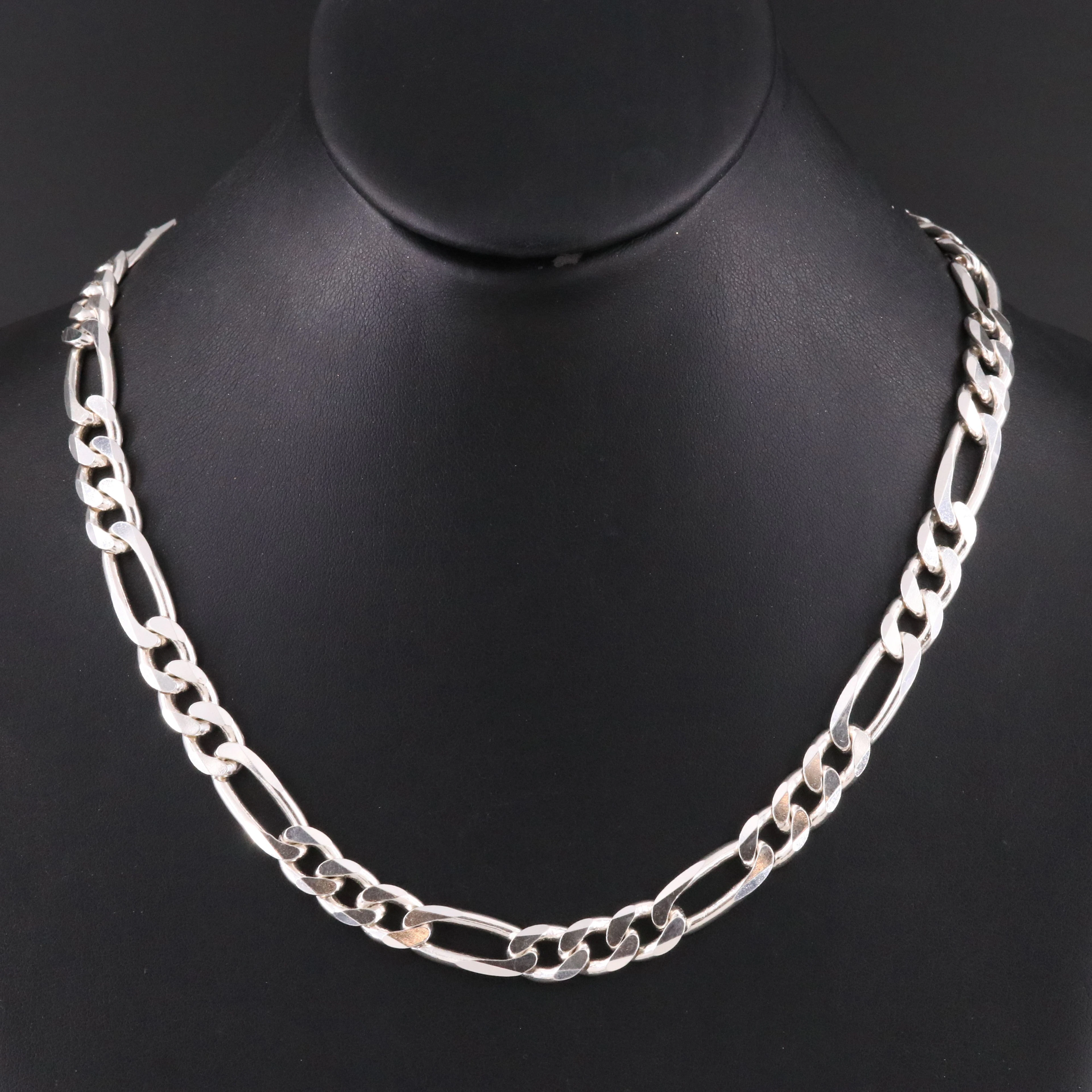 Sterling Figaro Chain Necklace
